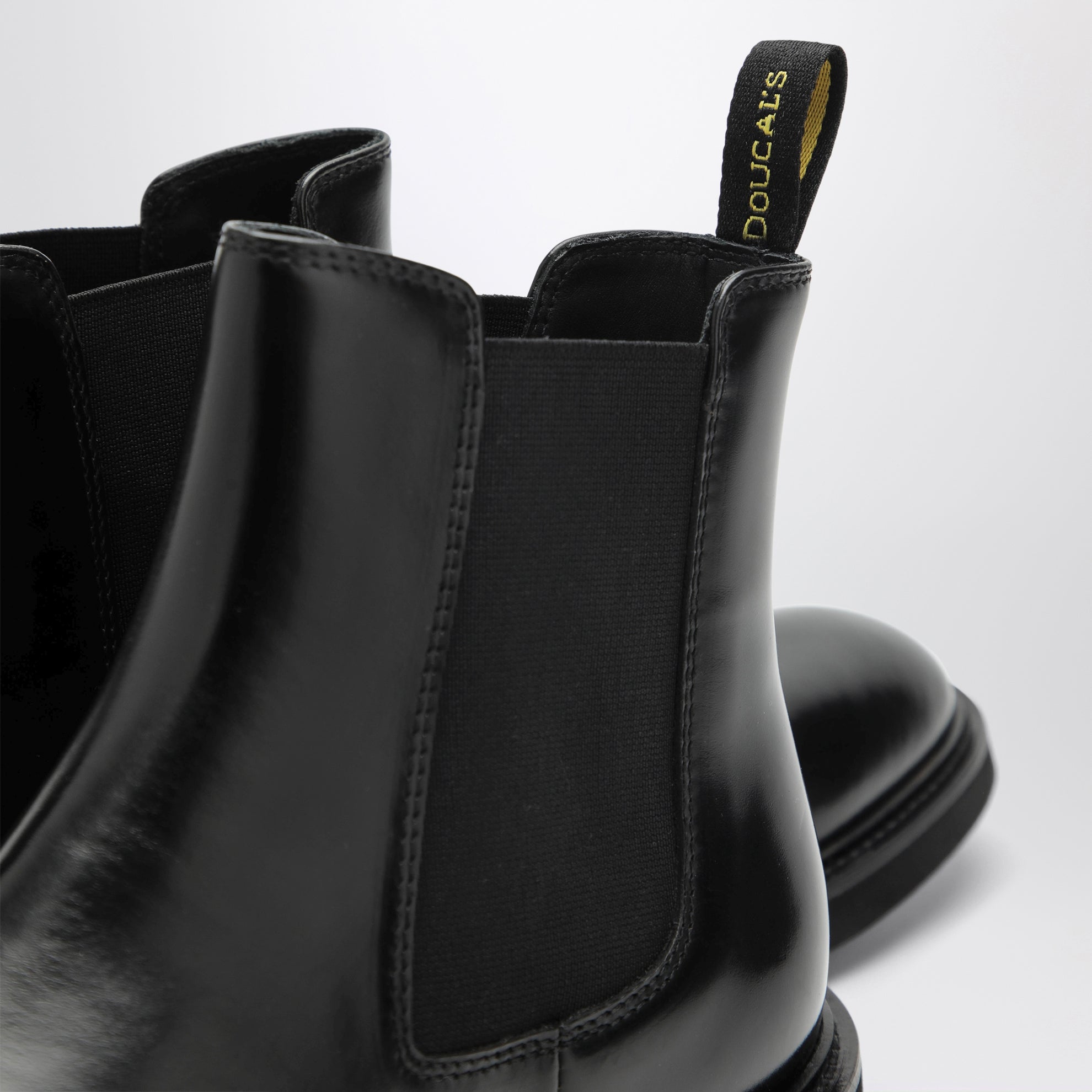 Black smooth leather ankle boots