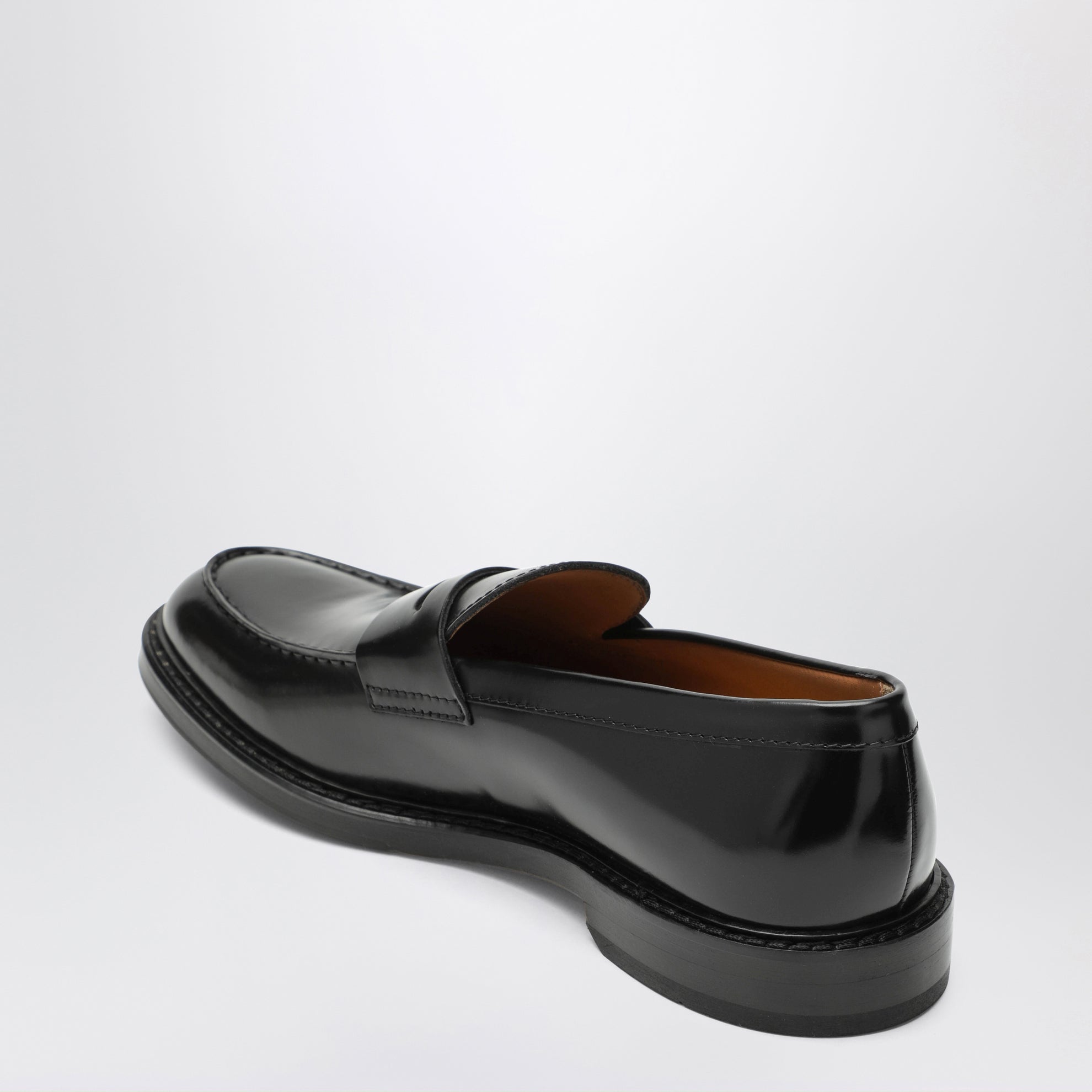 Black leather loafer