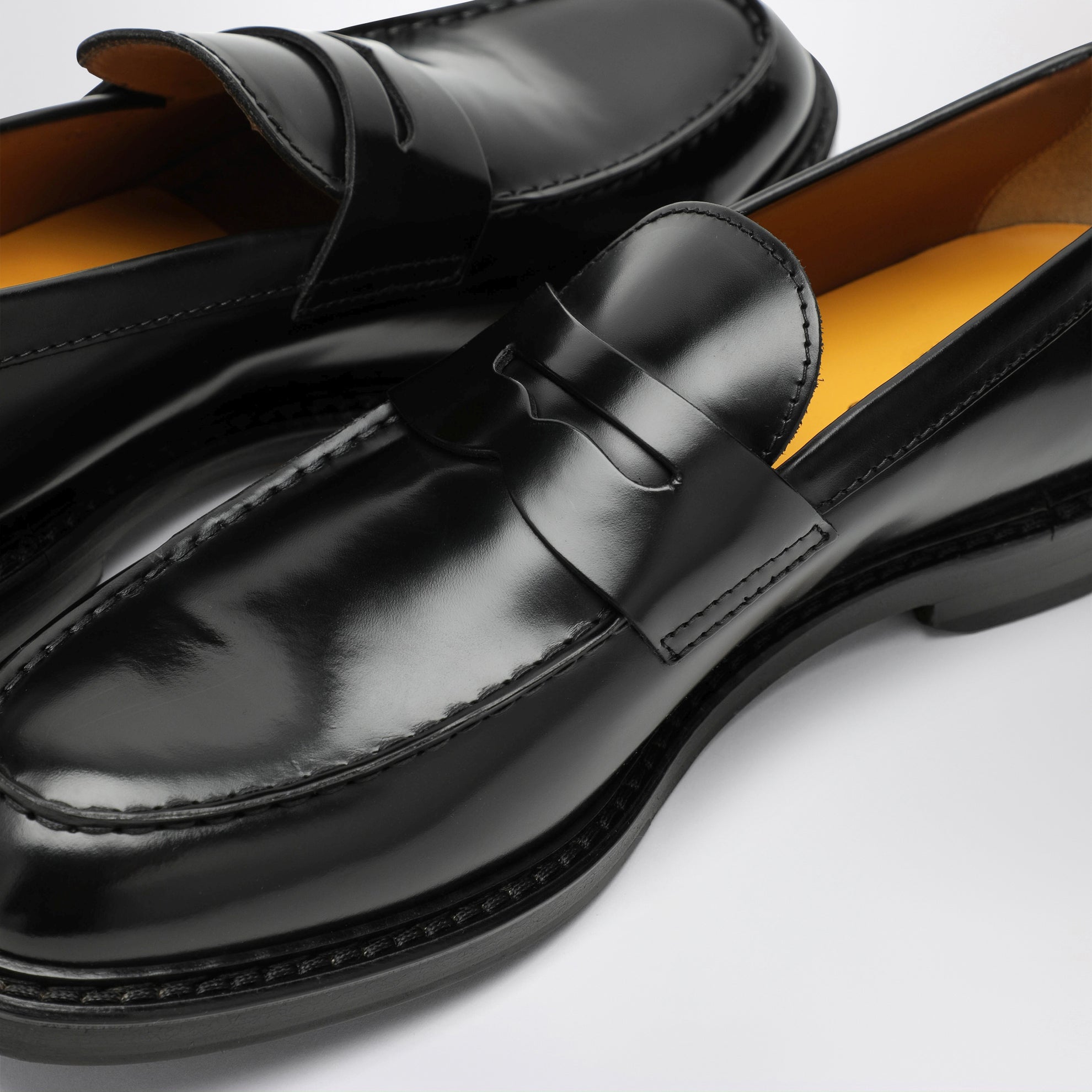 Black leather loafer