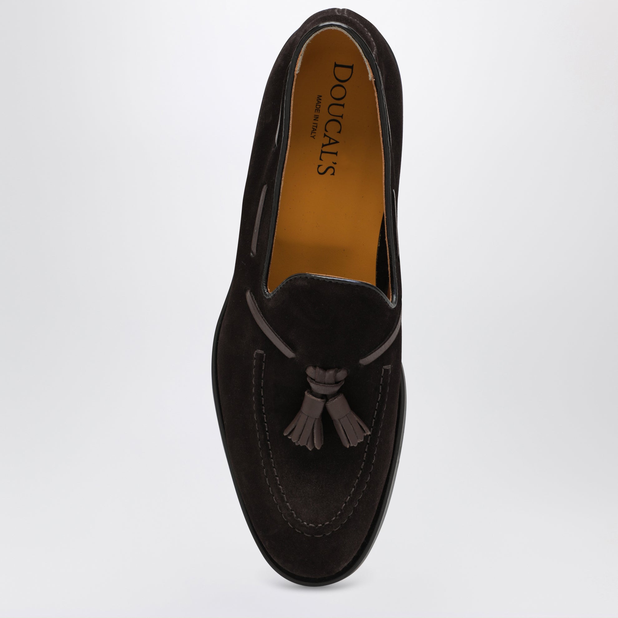 Brown suede tassel loafers