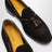 Brown suede tassel loafers