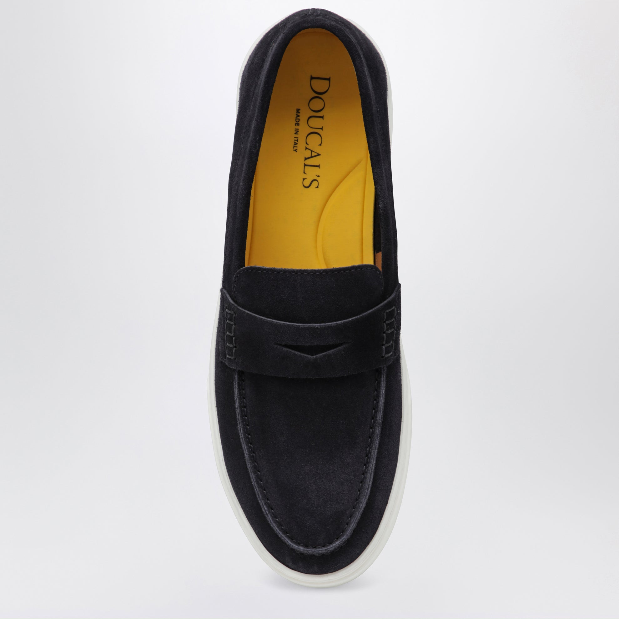 Blue Suede Penny Loafers