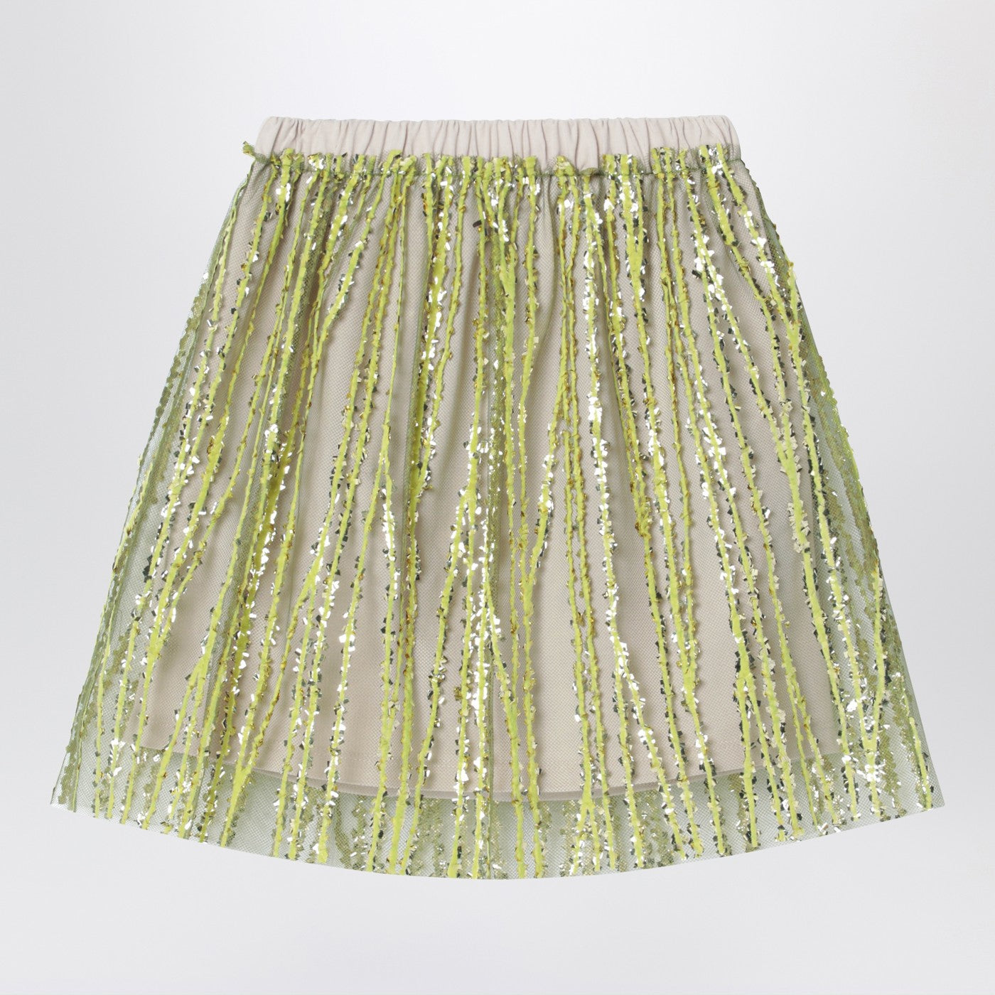 Jupe en tulle avec broderies citron vert