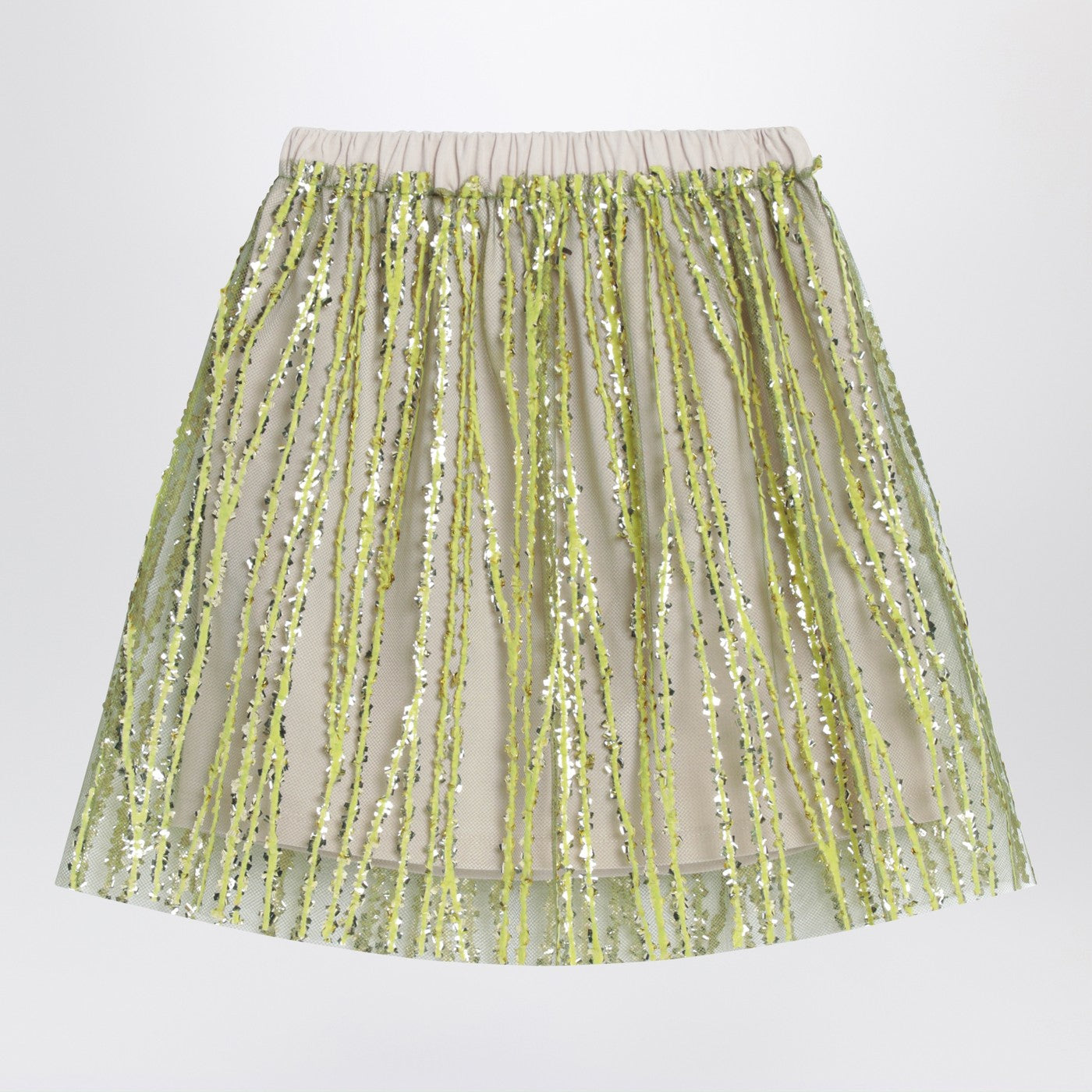 Jupe en tulle avec broderies citron vert