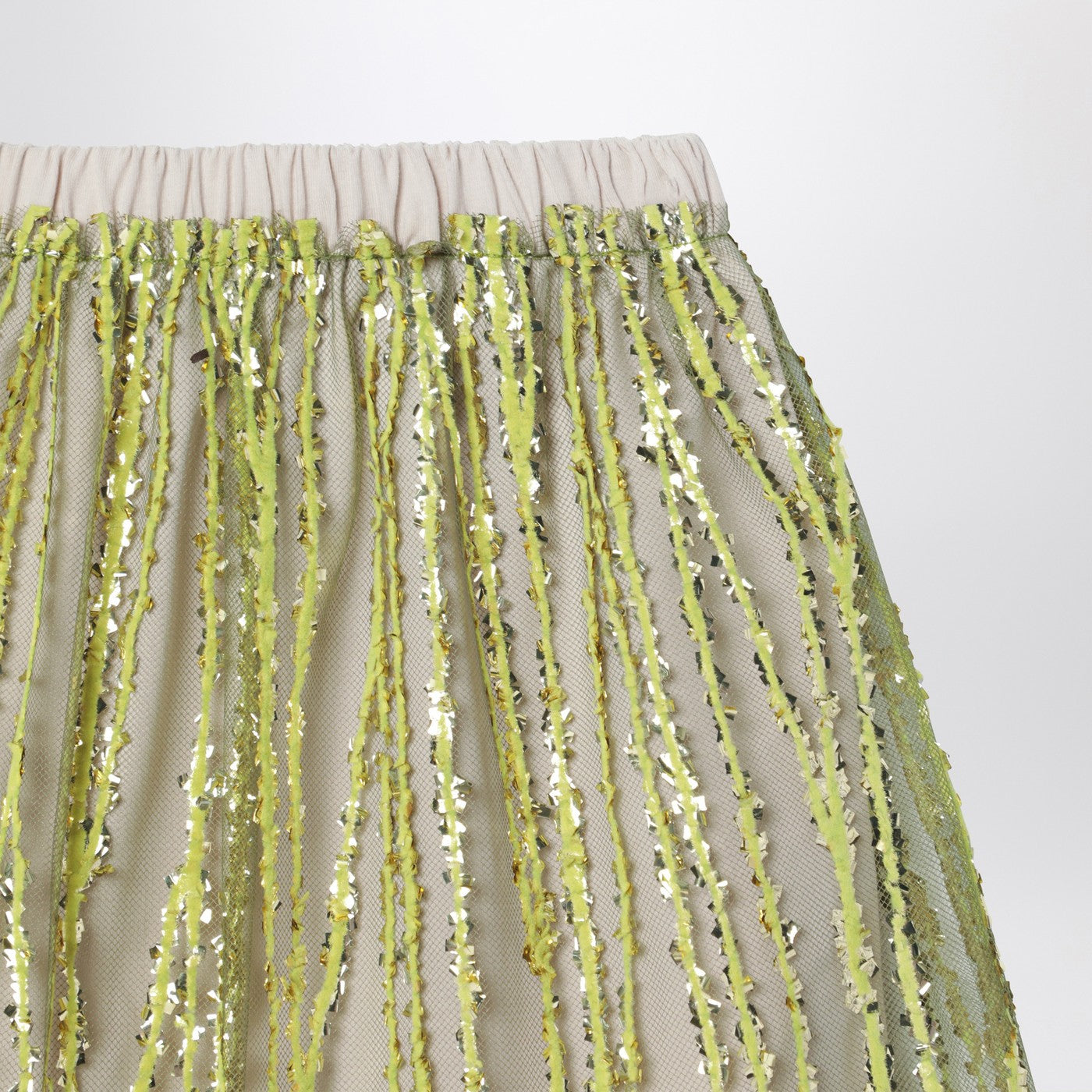 Jupe en tulle avec broderies citron vert