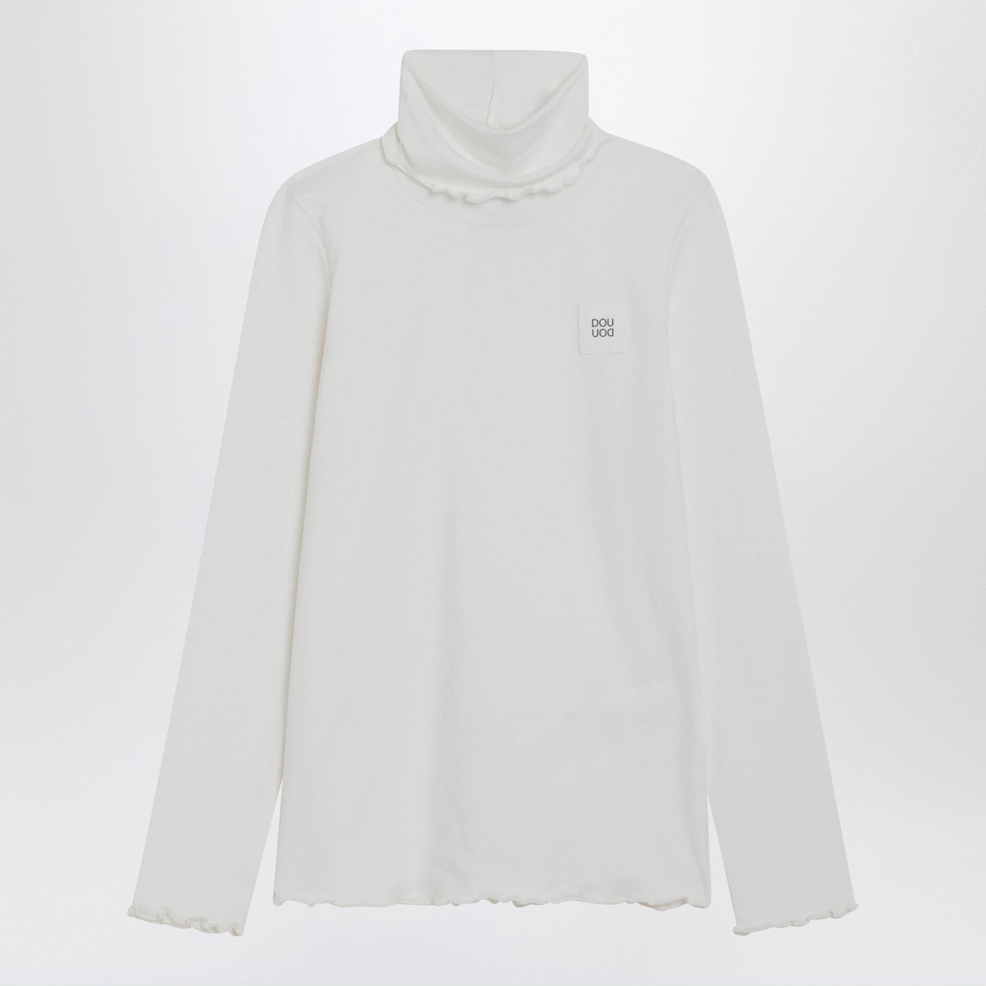 Turtleneck sweater in ivory cotton blend