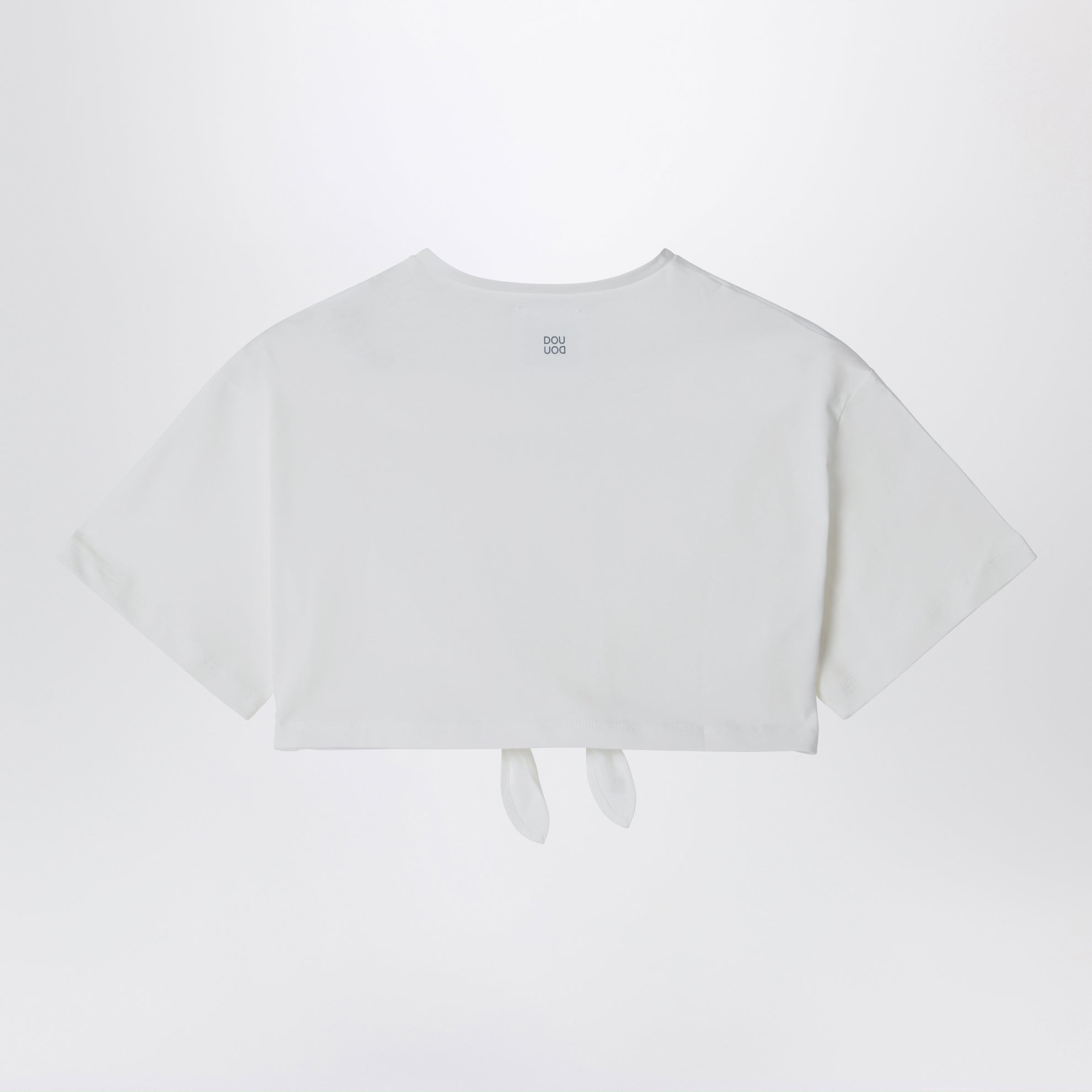T-shirt cropped ivoire avec détail nœud