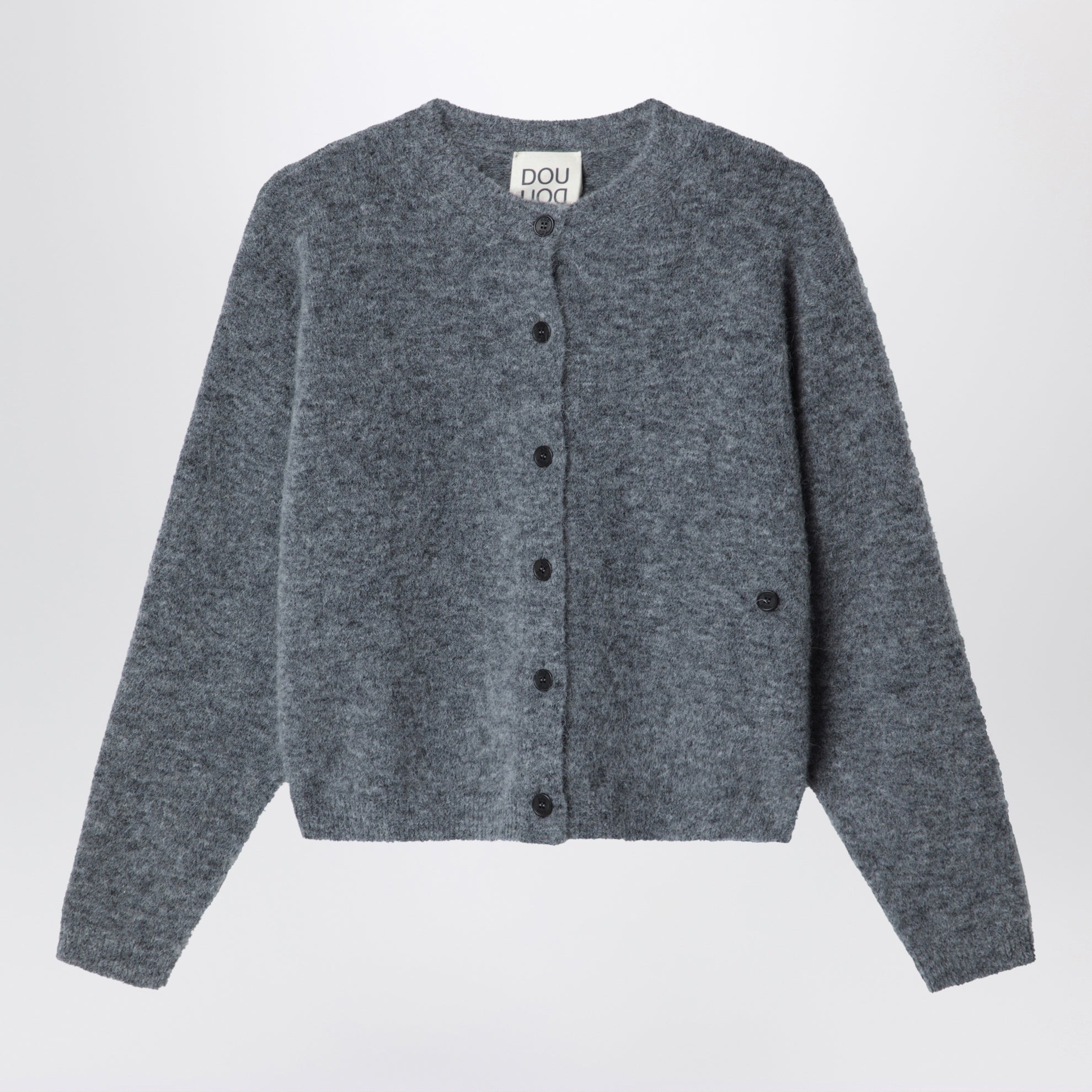 Grey mélange alpaca-blend cardigan