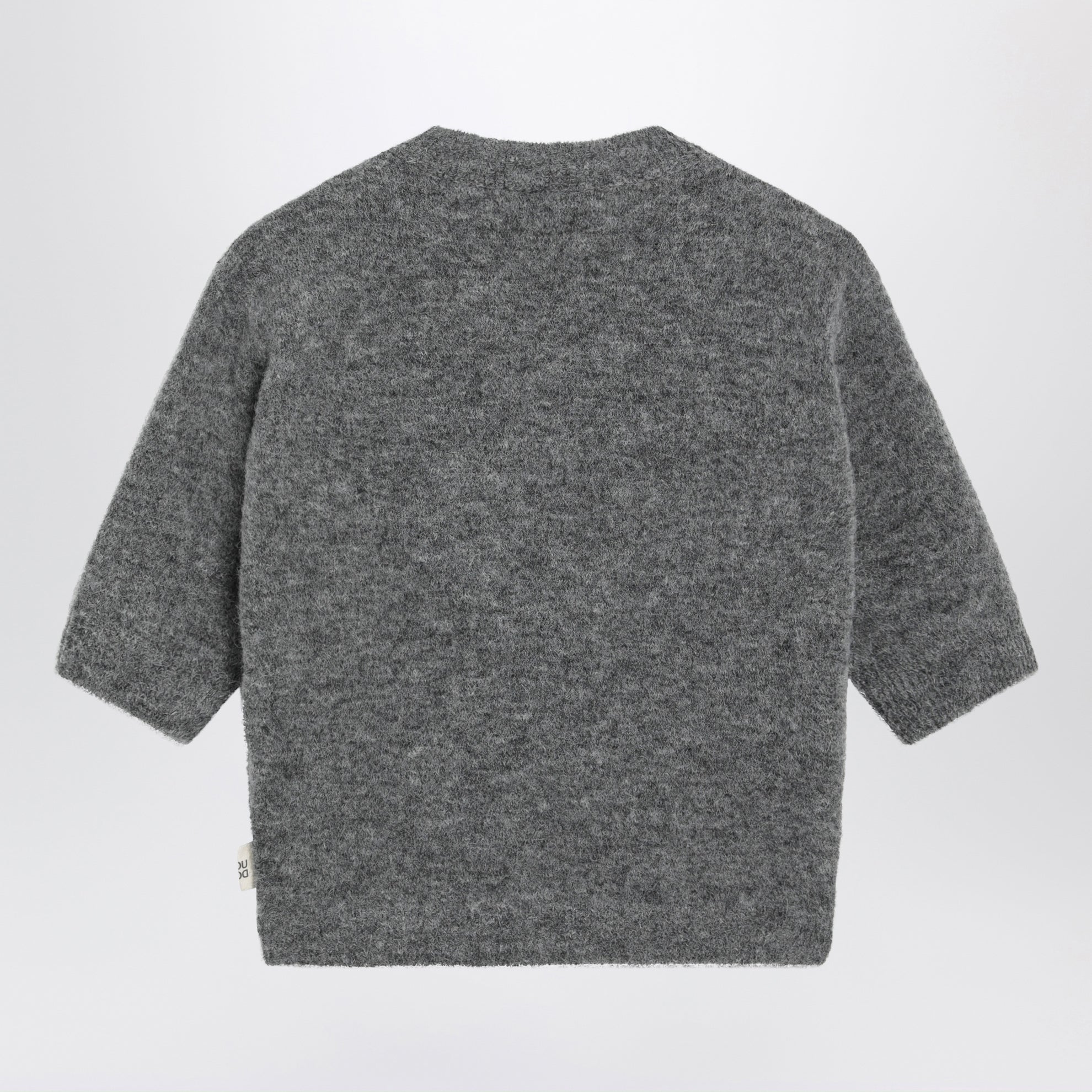 Grauer Kurzarmpullover aus Alpakamischung
