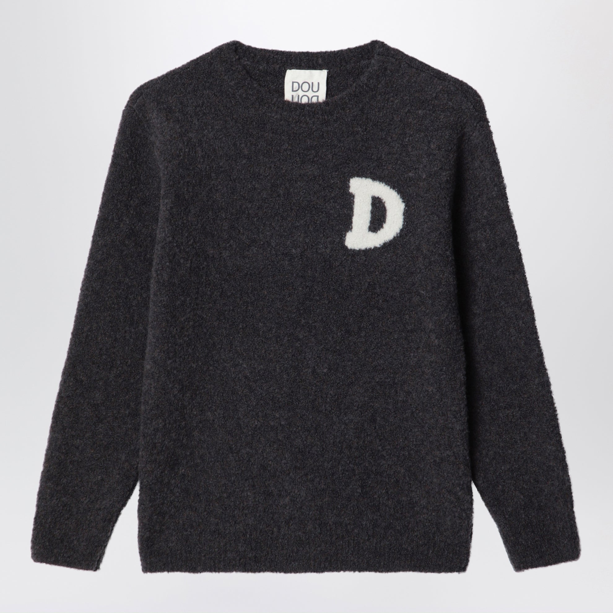 Bouclé-Strickpullover in Ebenholzbraun