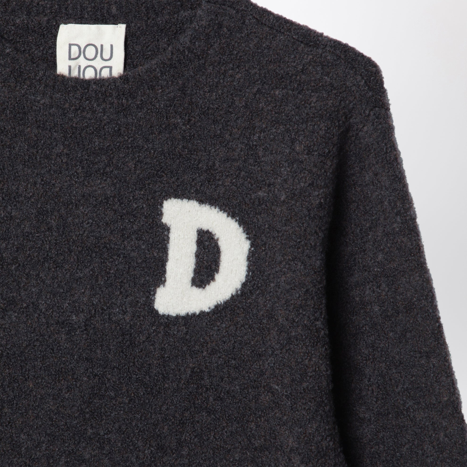 Bouclé-Strickpullover in Ebenholzbraun