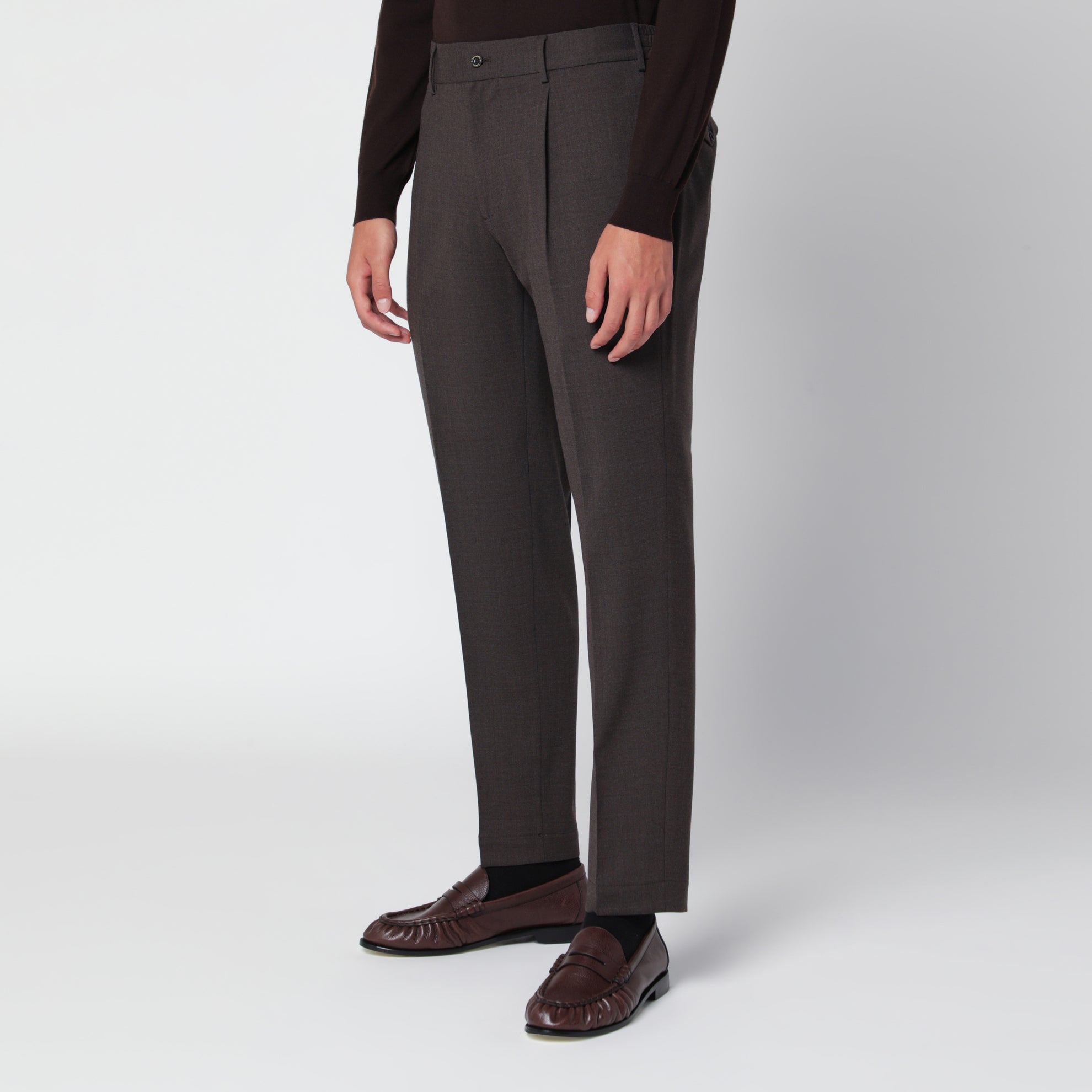 Pantalon marron en mélange de laine