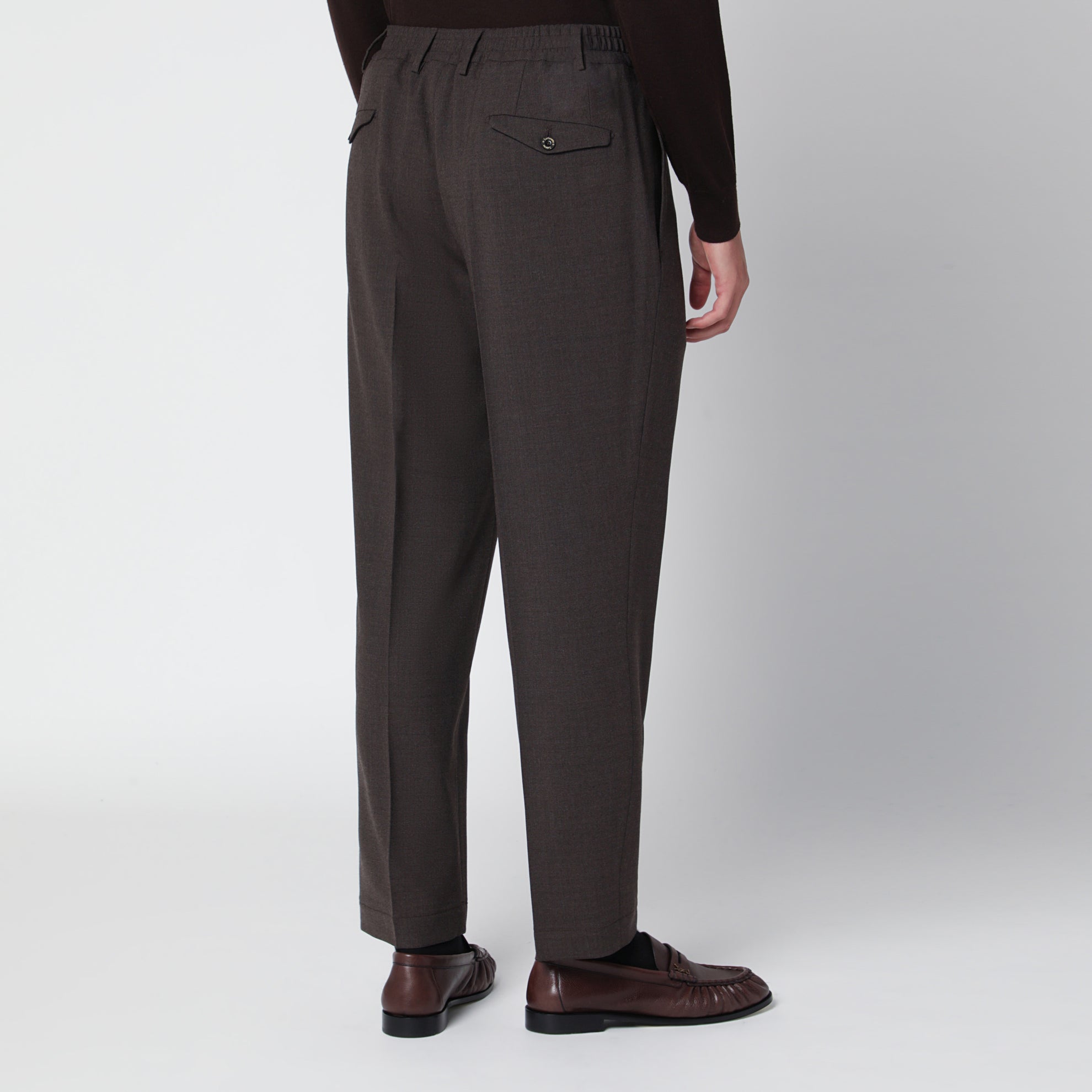 Pantalon marron en mélange de laine
