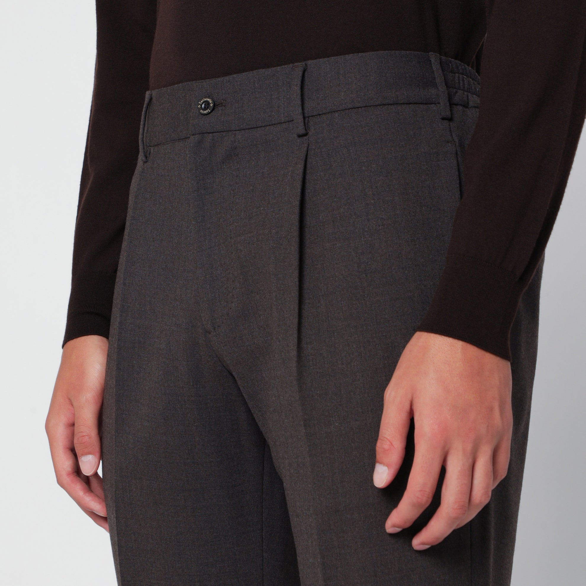 Pantalon marron en mélange de laine