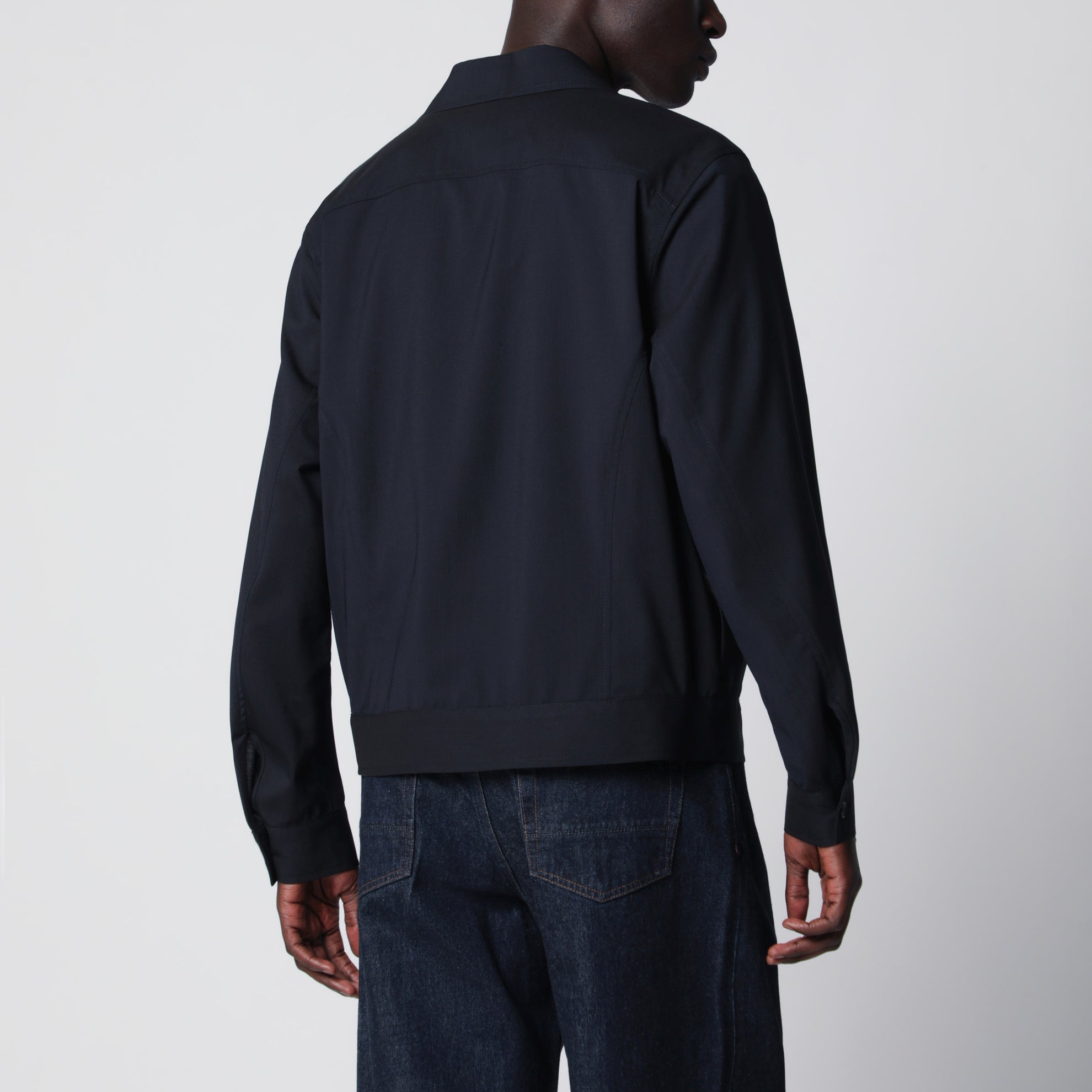 Blue wool-blend overshirt jacket