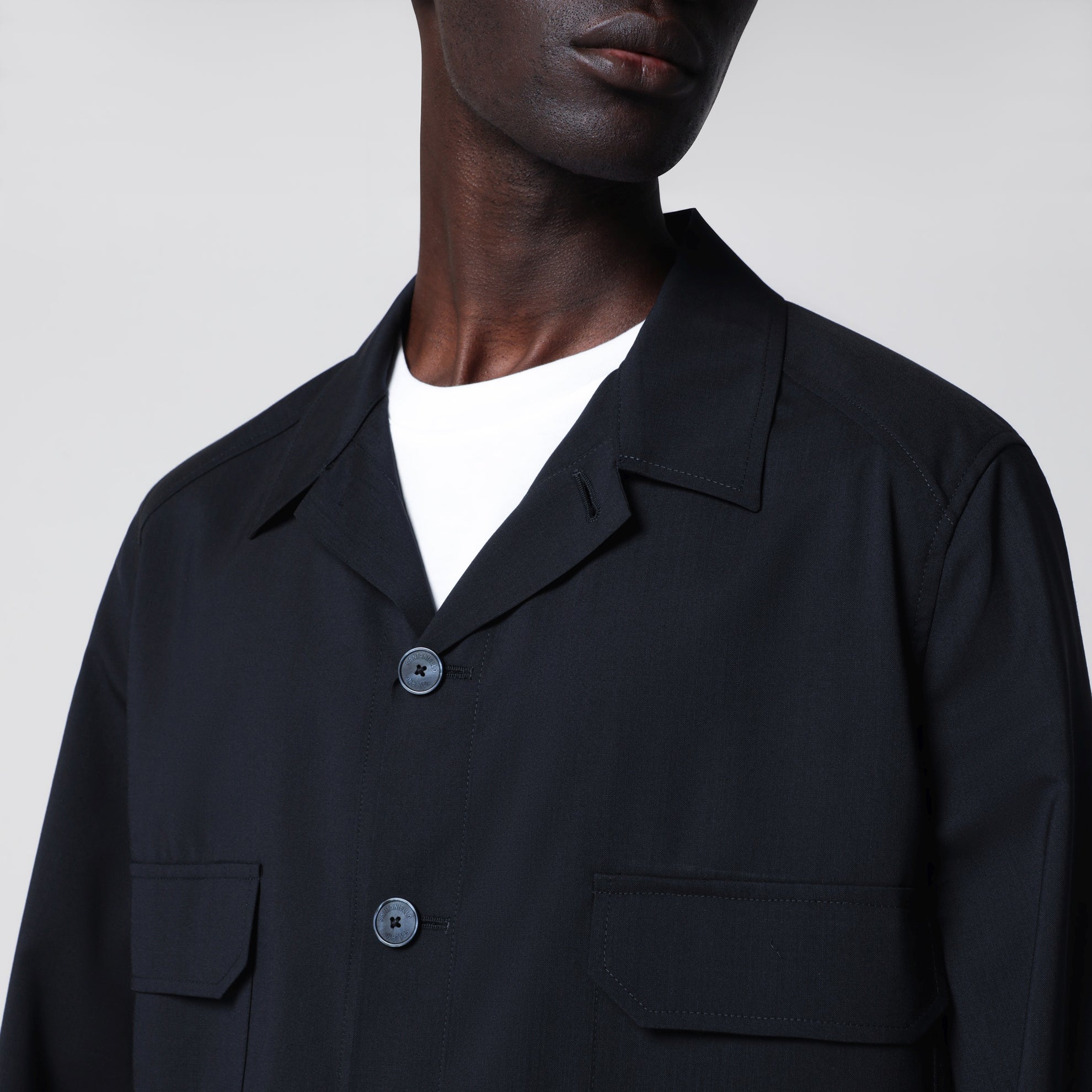Blue wool-blend overshirt jacket