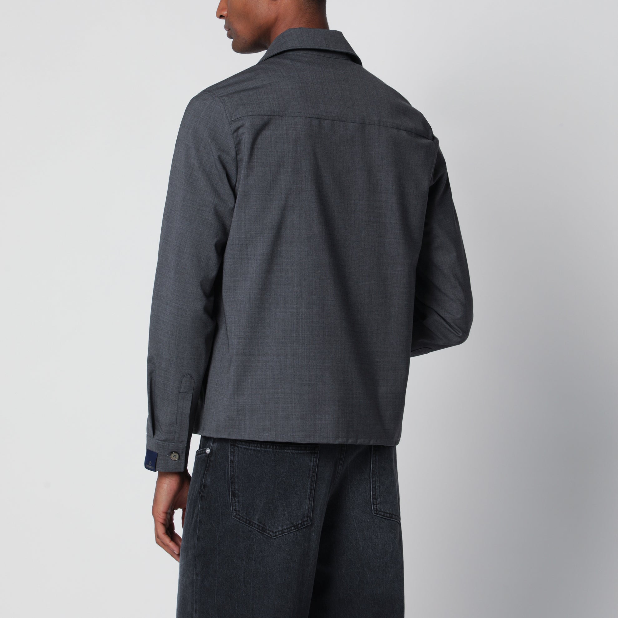 Grey wool-blend zip-up jacket