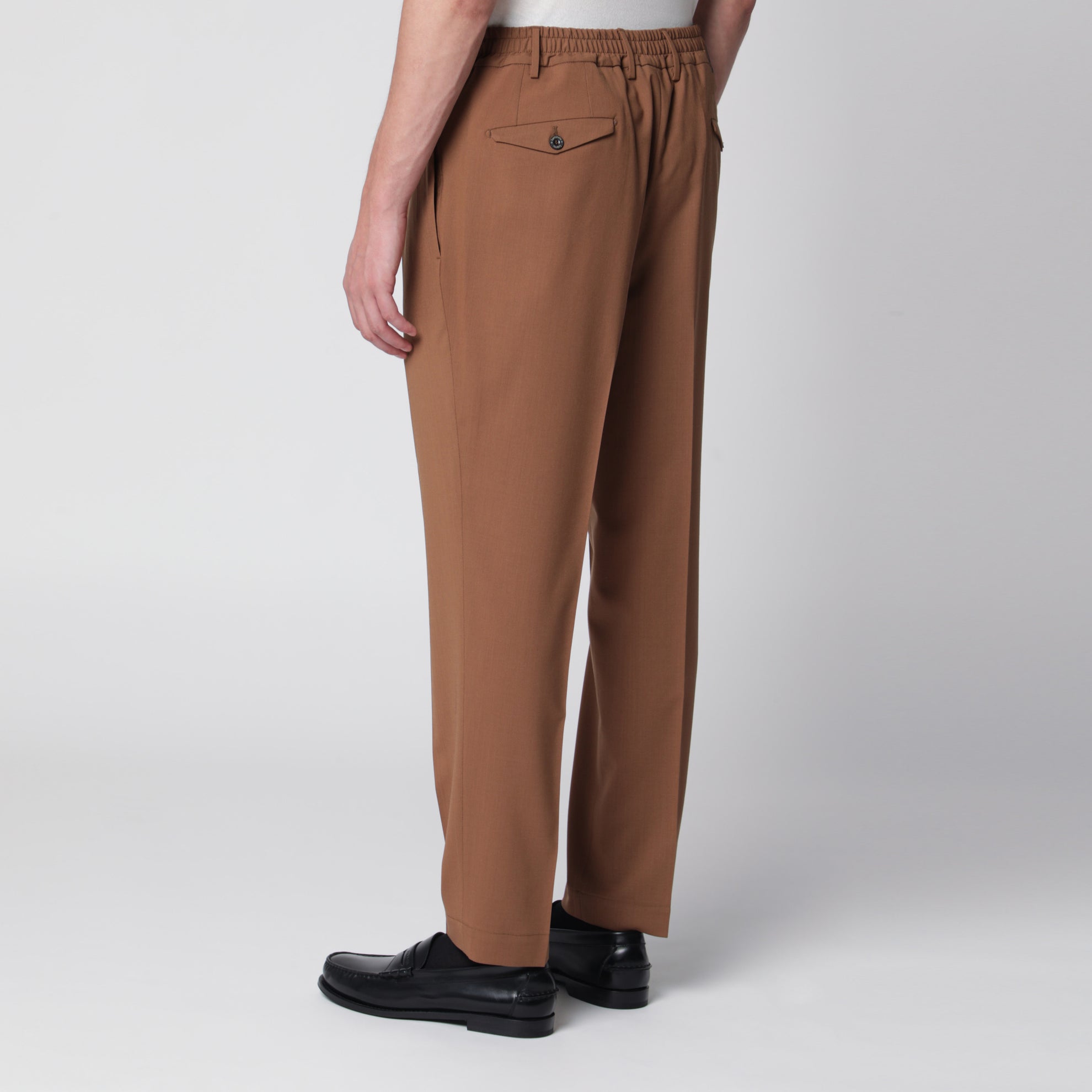 Pantaloni color terra di Siena in misto lana