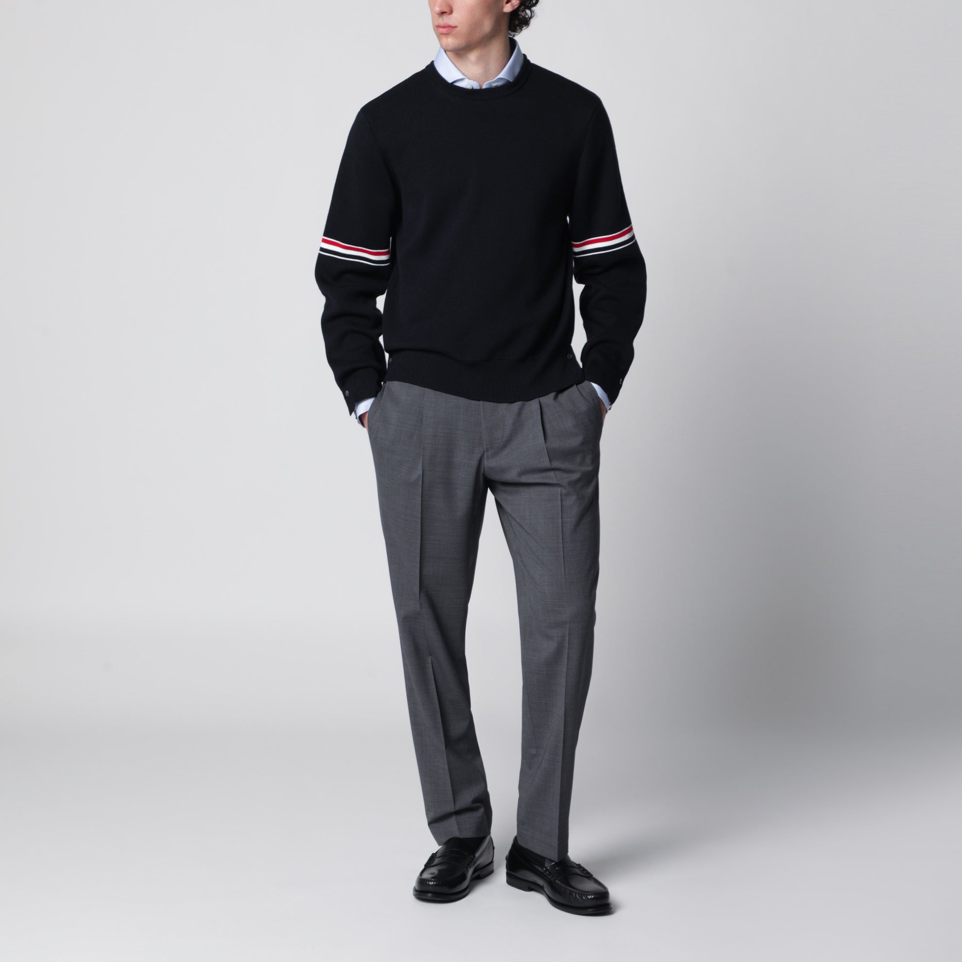 Dark grey trousers in wool blend