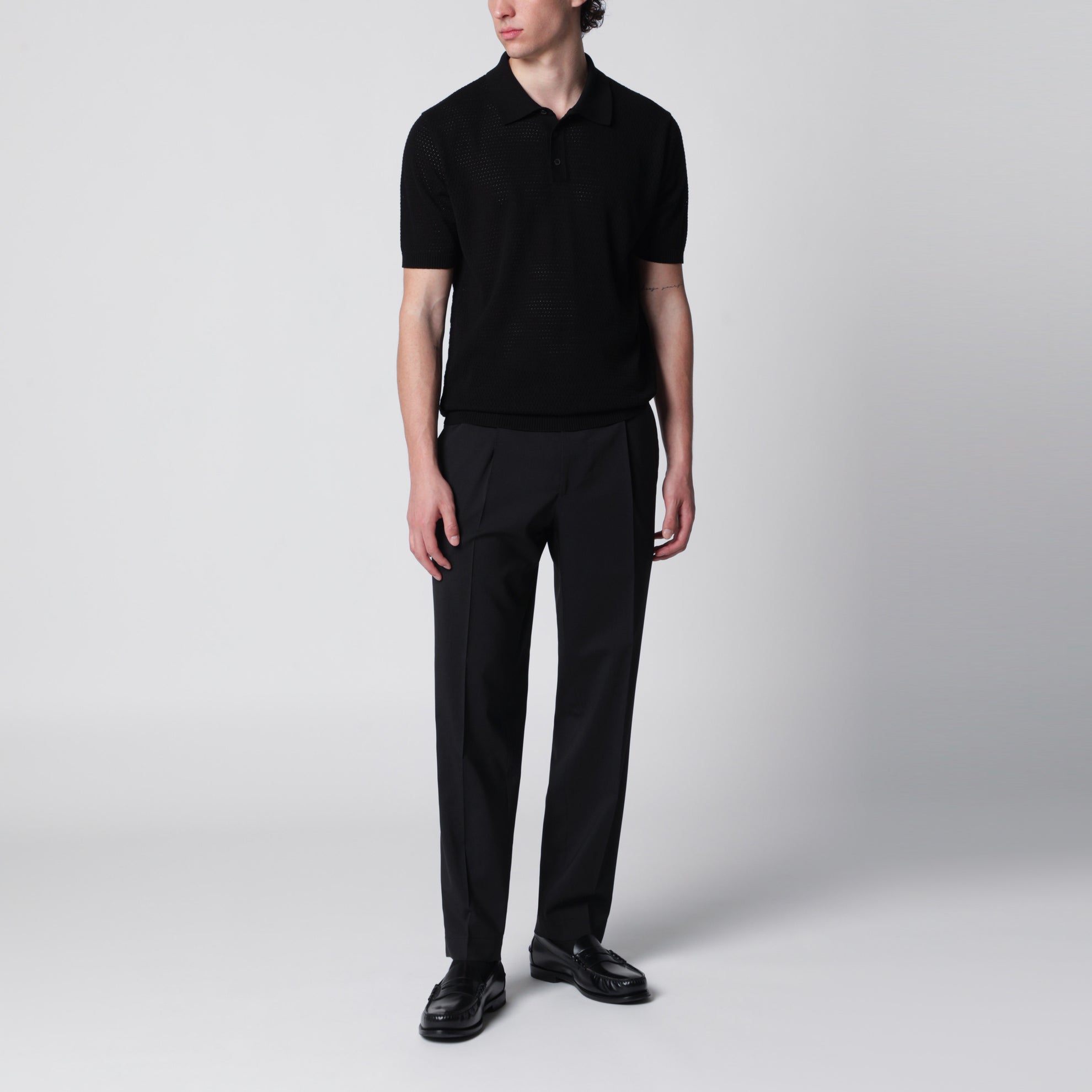 Pantalon noir en mélange de laine