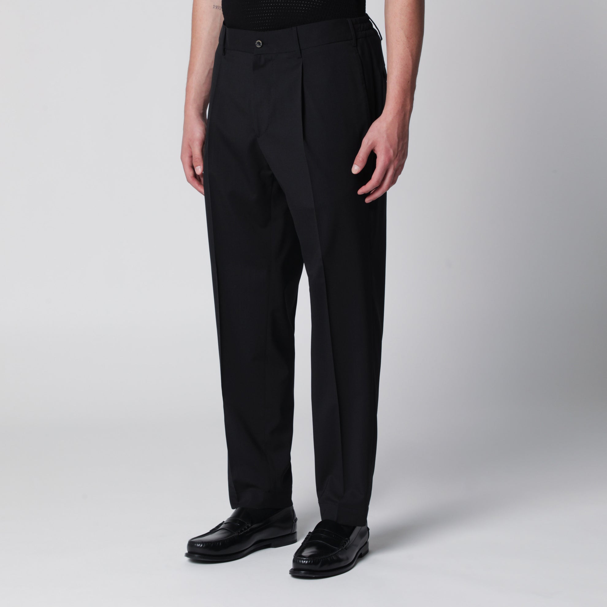 Pantalon noir en mélange de laine