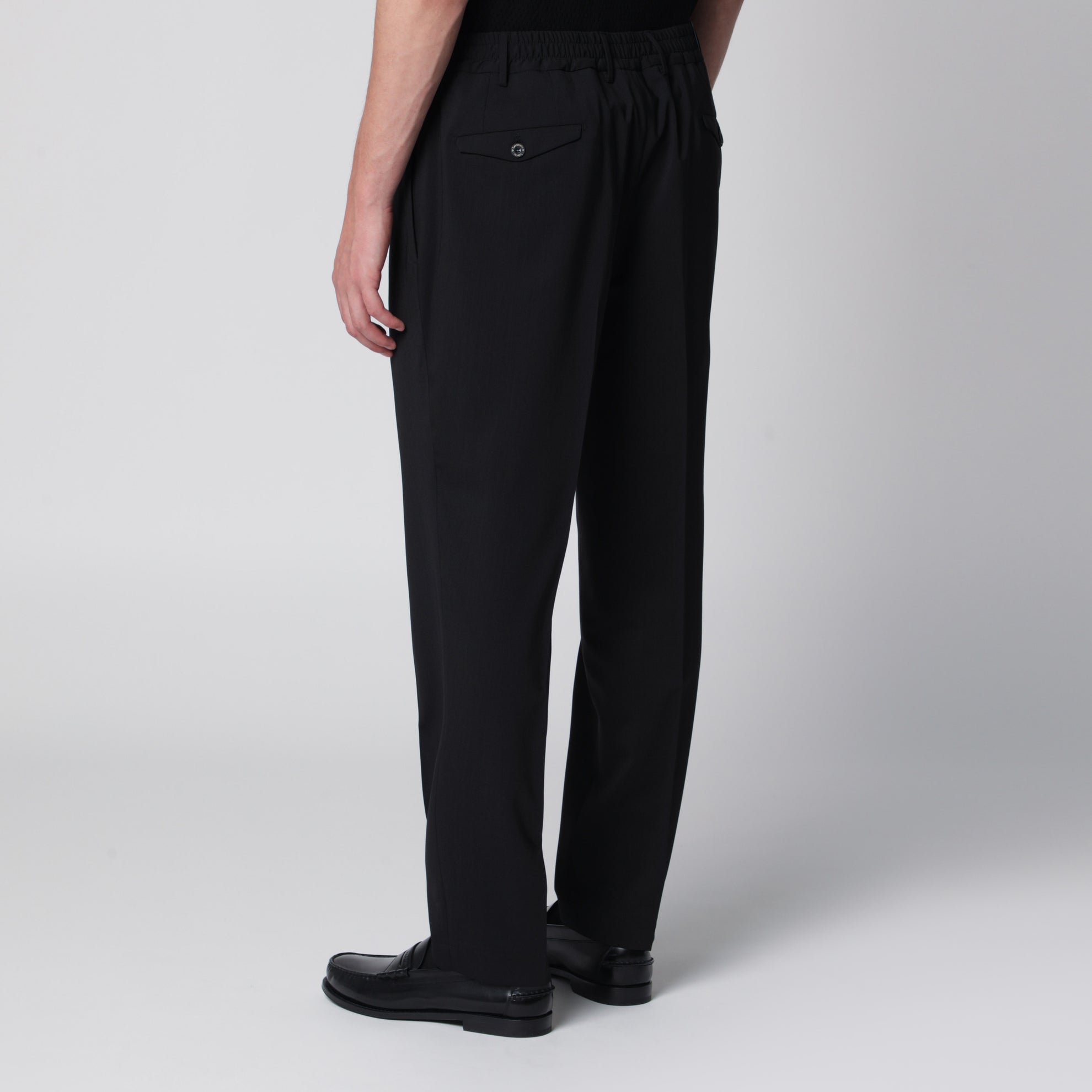 Pantalon noir en mélange de laine