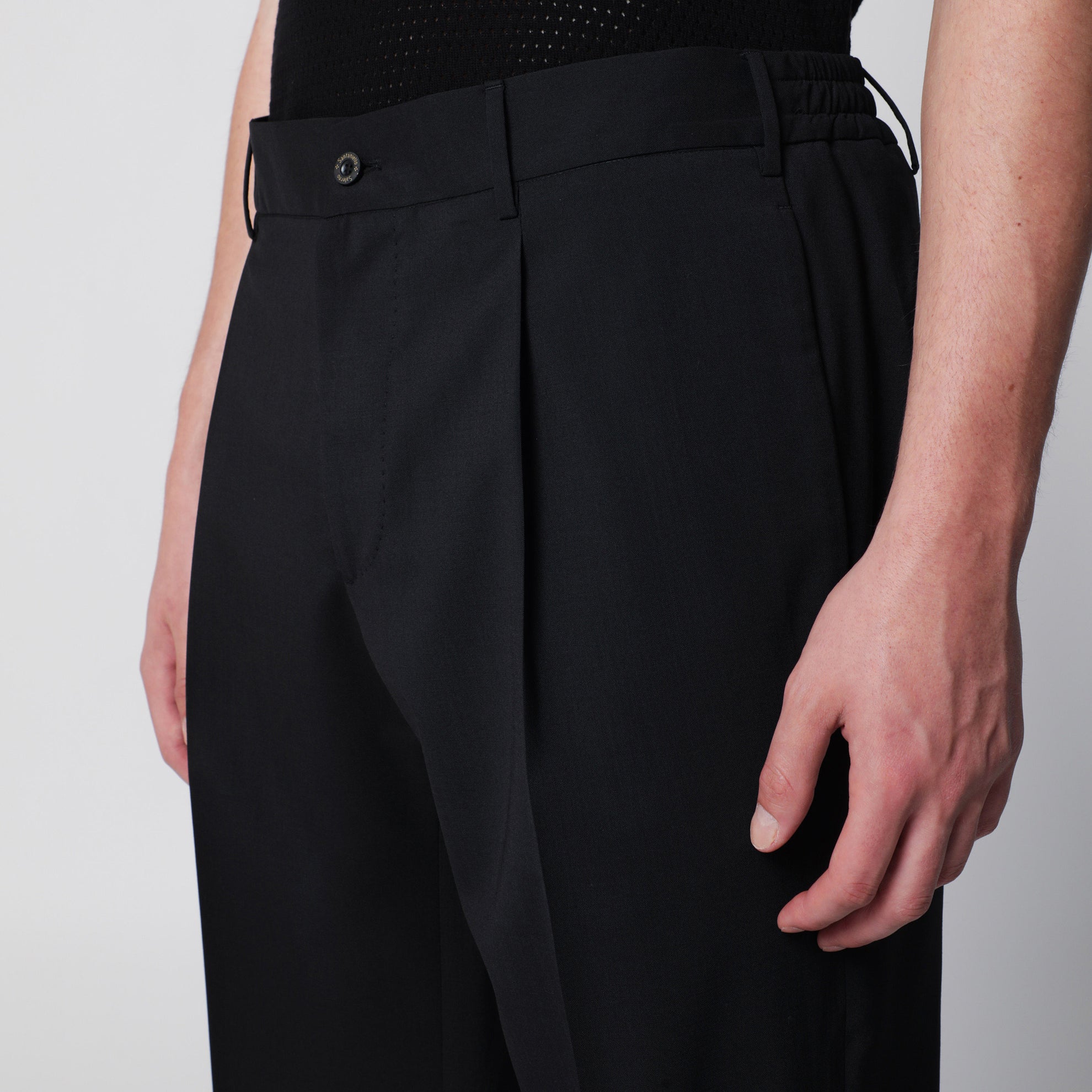 Pantalon noir en mélange de laine