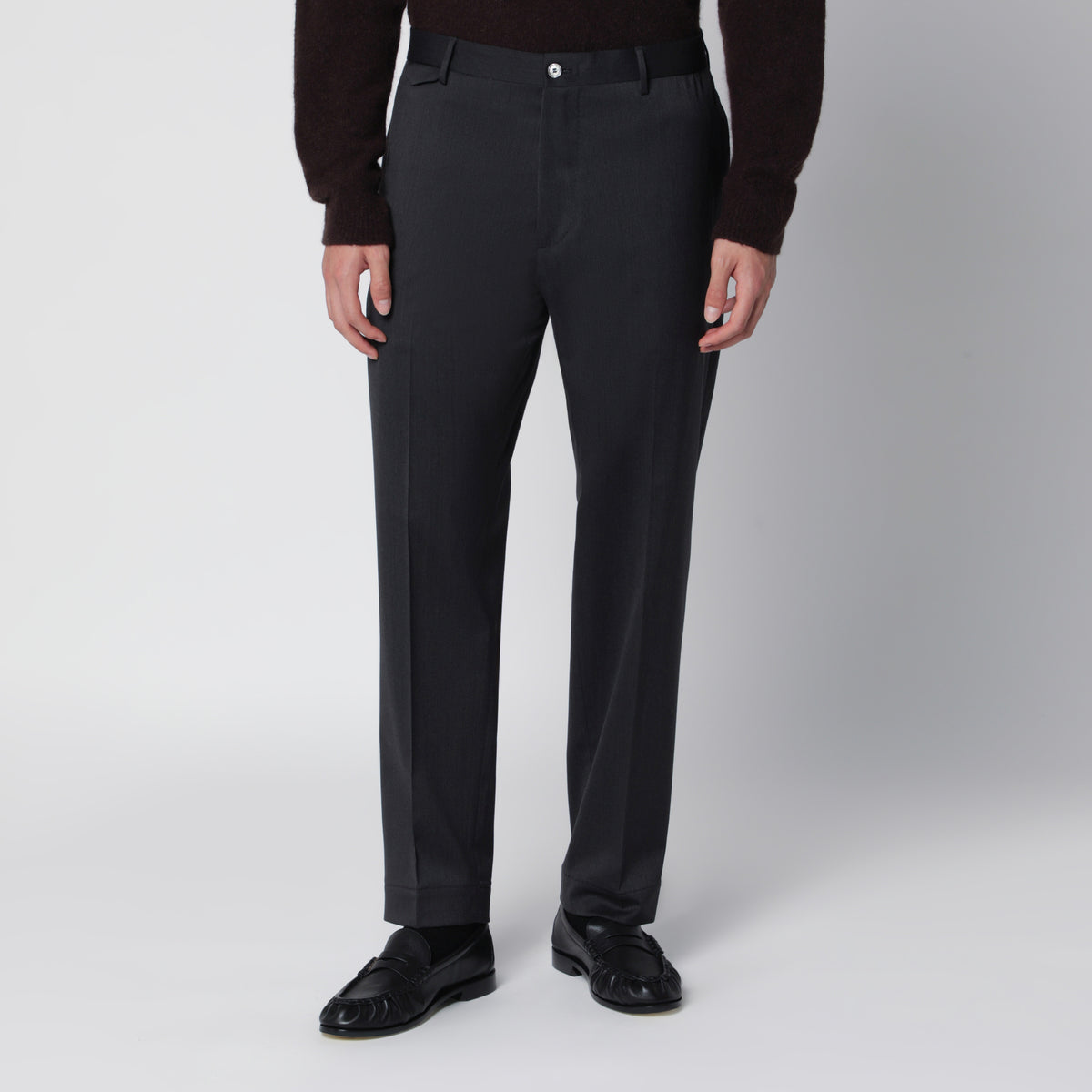 Pantalon sartorial gris en mélange de laine
