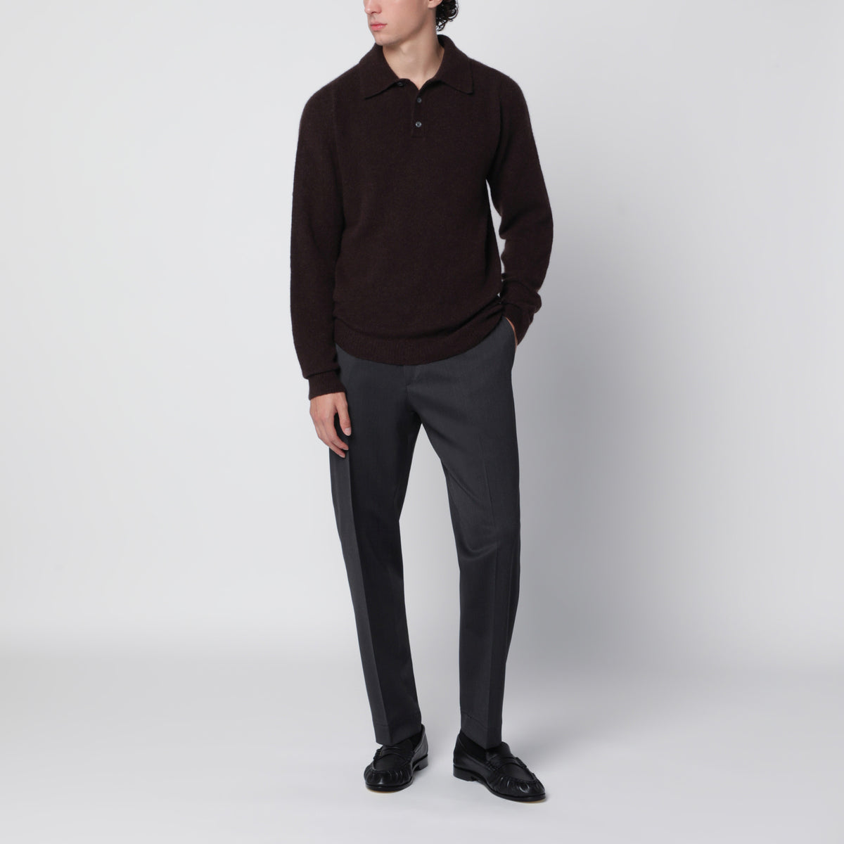 Pantalon sartorial gris en mélange de laine