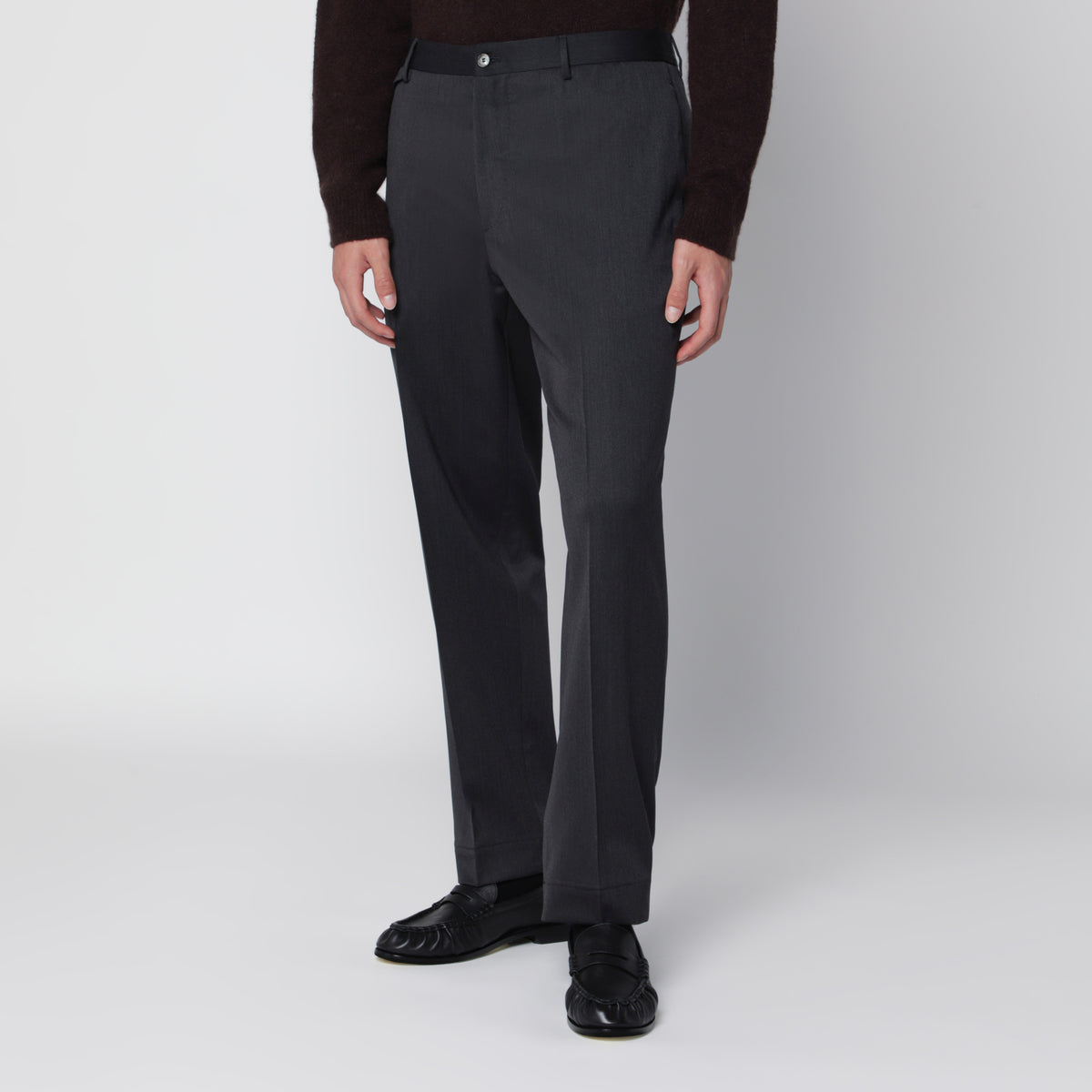 Pantalon sartorial gris en mélange de laine
