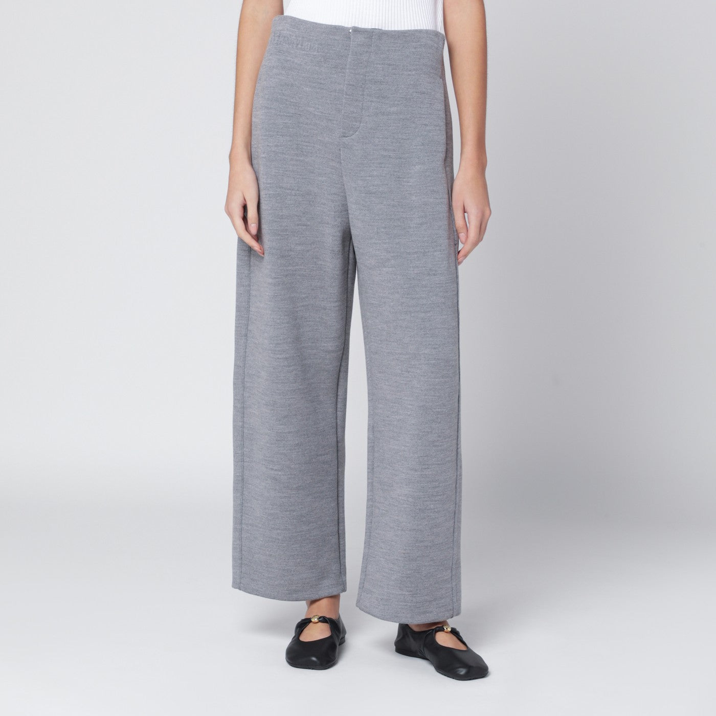 Pantalone grigio in misto lana e cotone