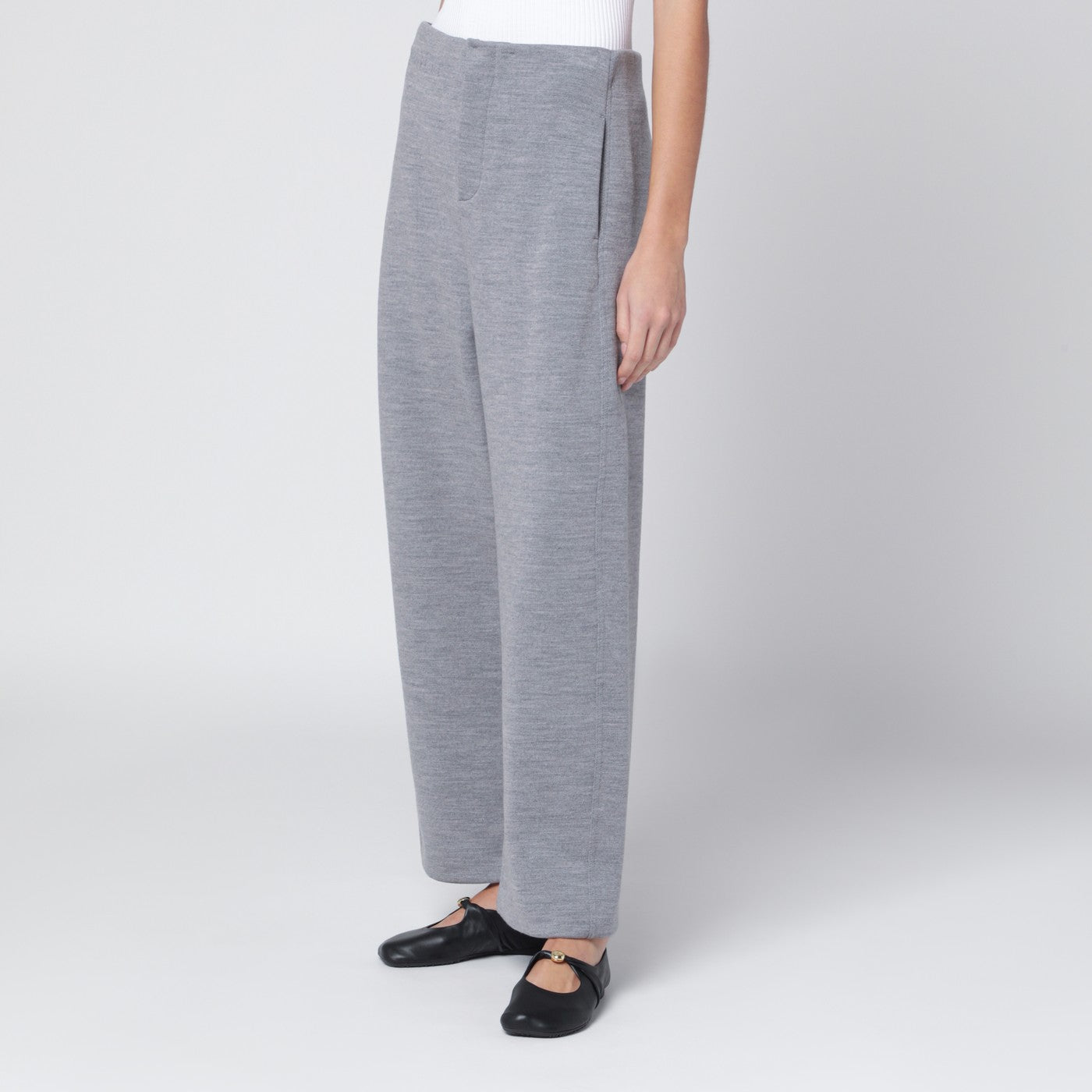 Pantalone grigio in misto lana e cotone