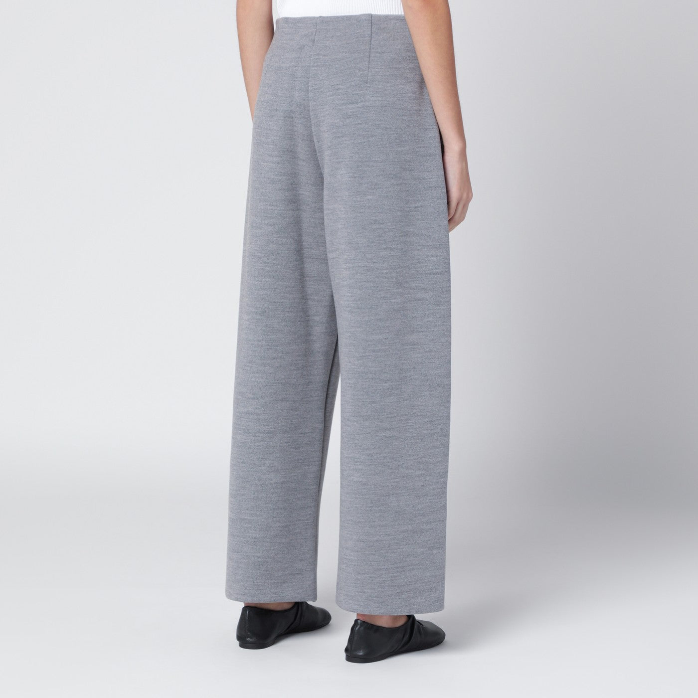 Pantalone grigio in misto lana e cotone