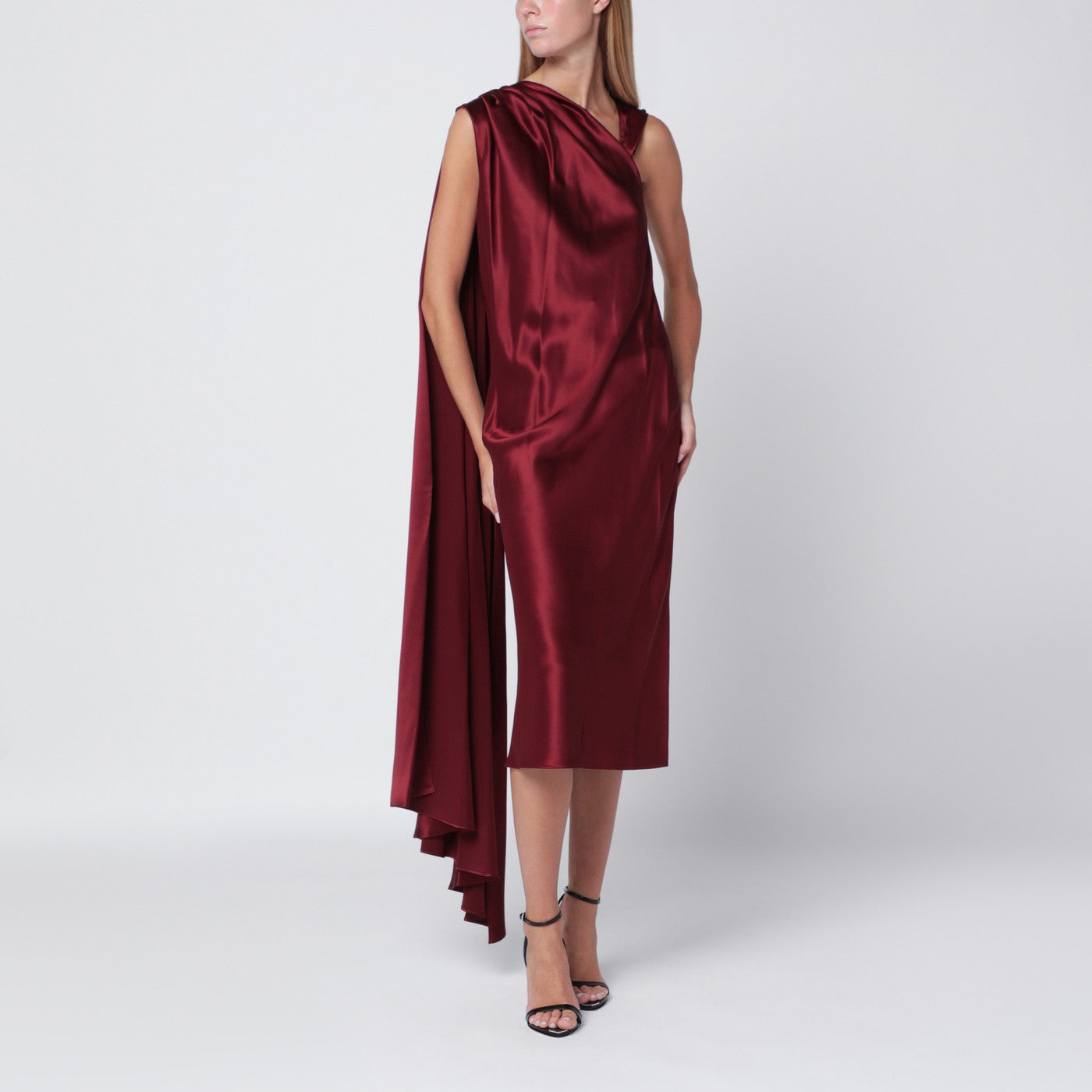 Raspberry cape detail dress