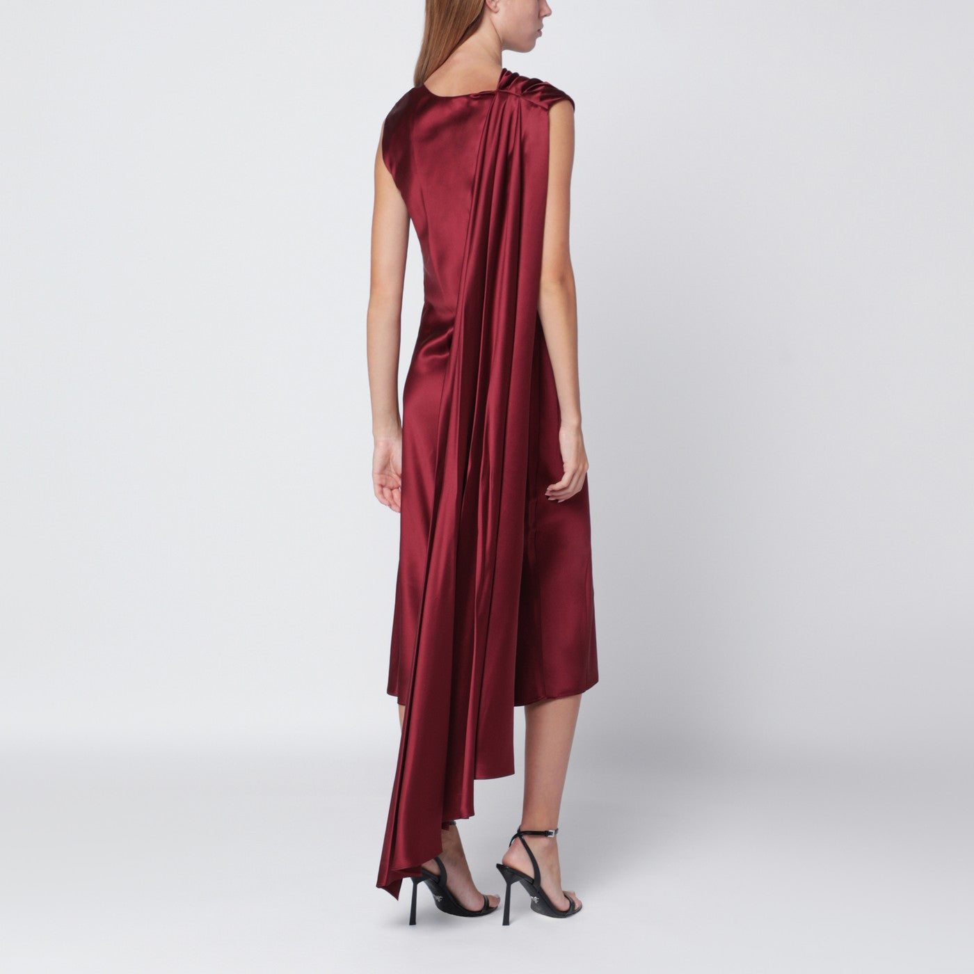 Raspberry cape detail dress