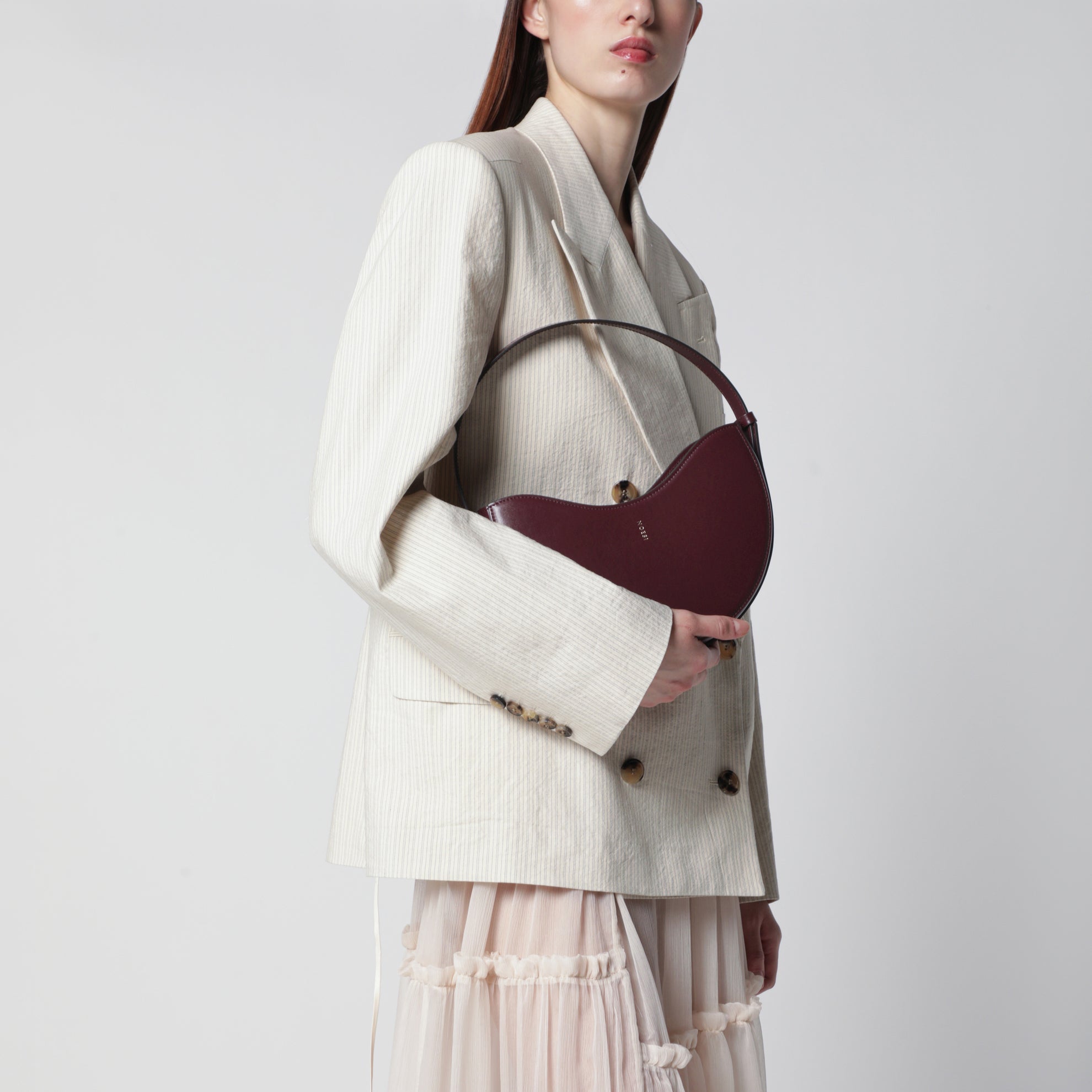 Ellie plum-colored bag in smooth leather