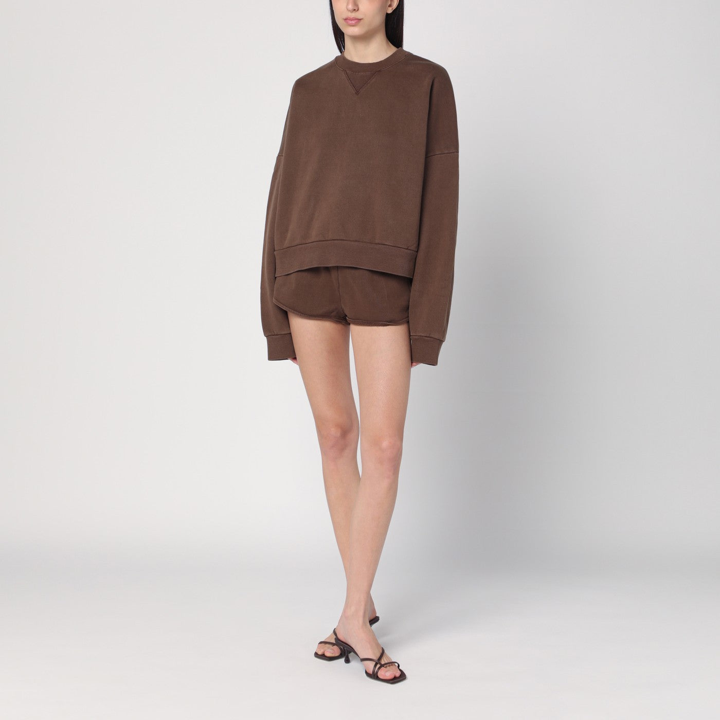 Cotton brown flared trousers