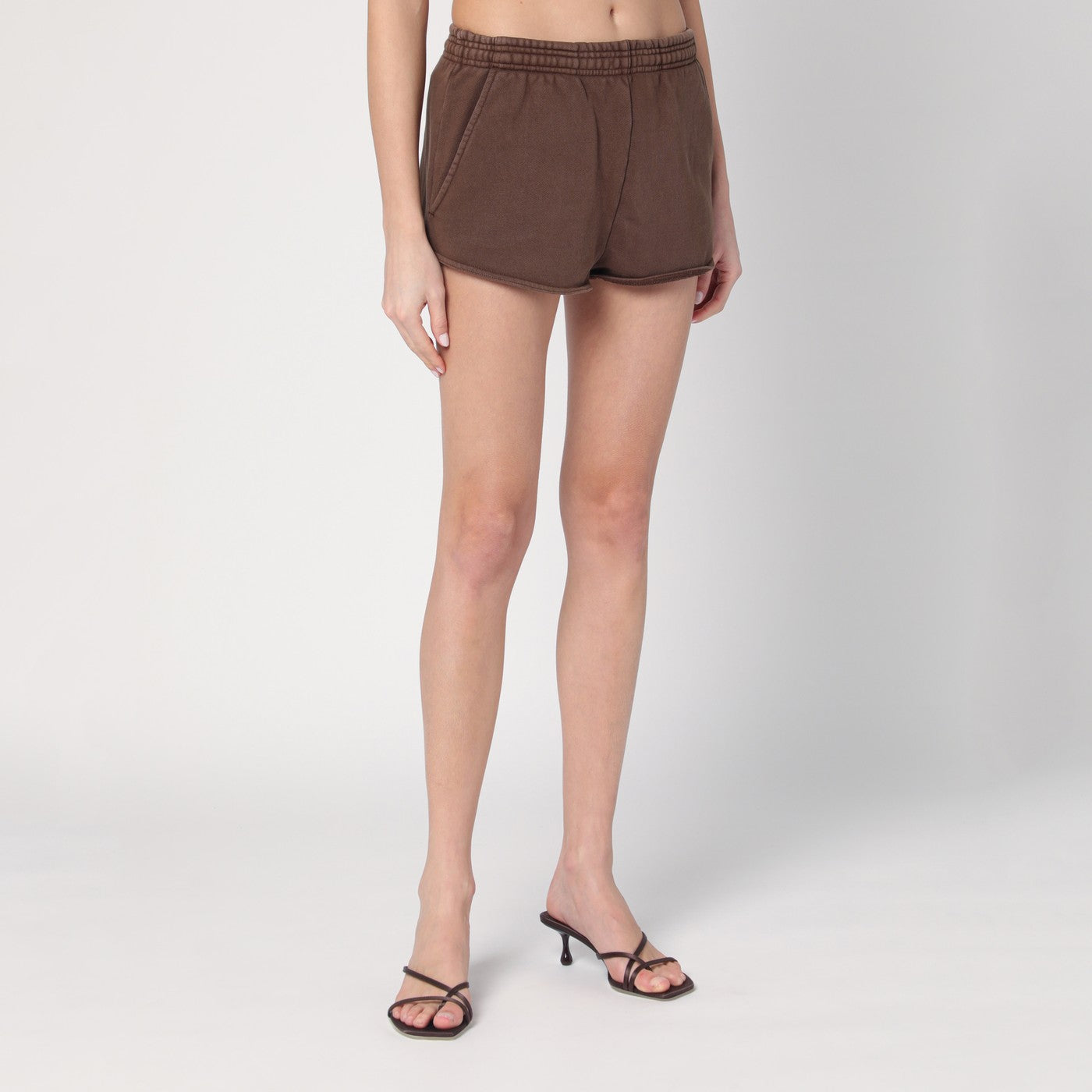 Cotton brown flared trousers