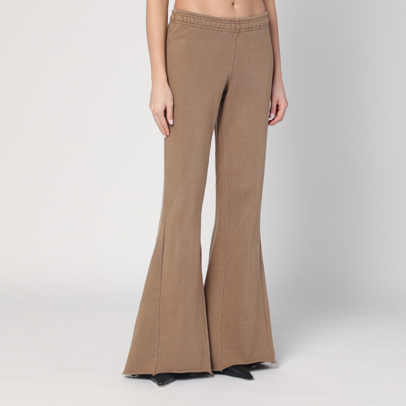 Pantalone a zampa beige in cotone