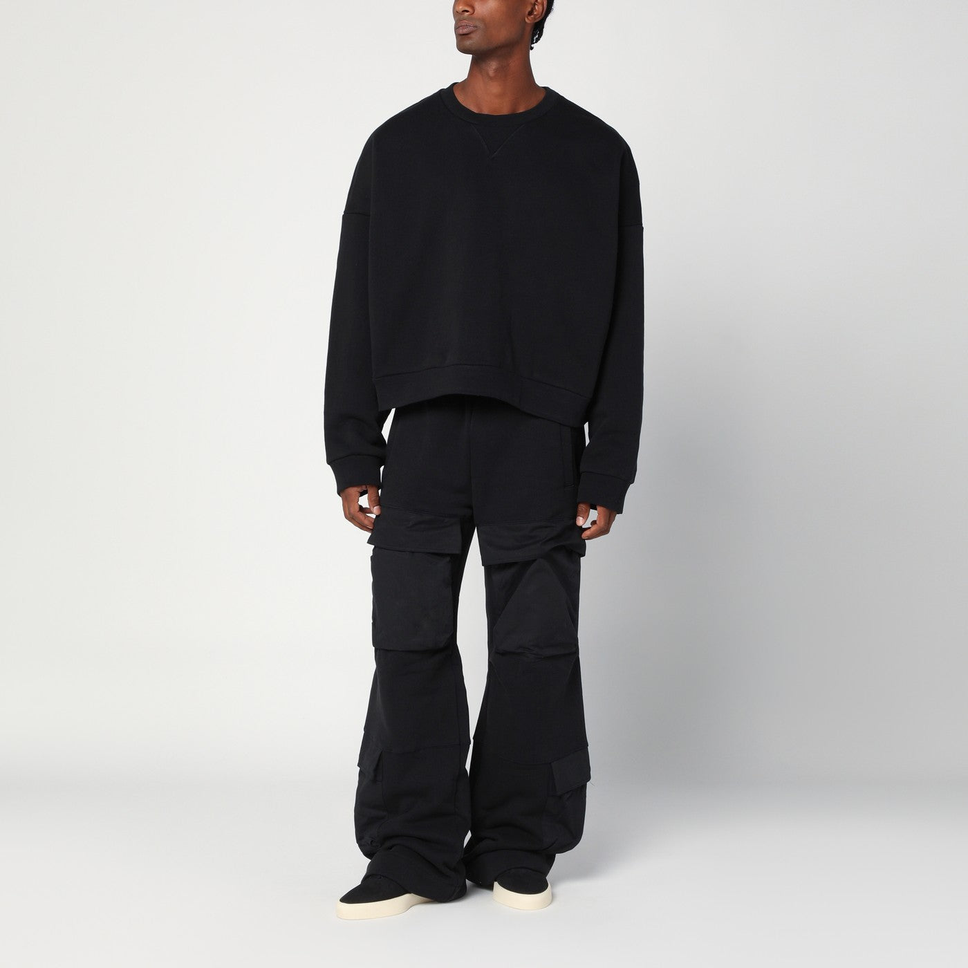 Pantalone cargo nero in cotone