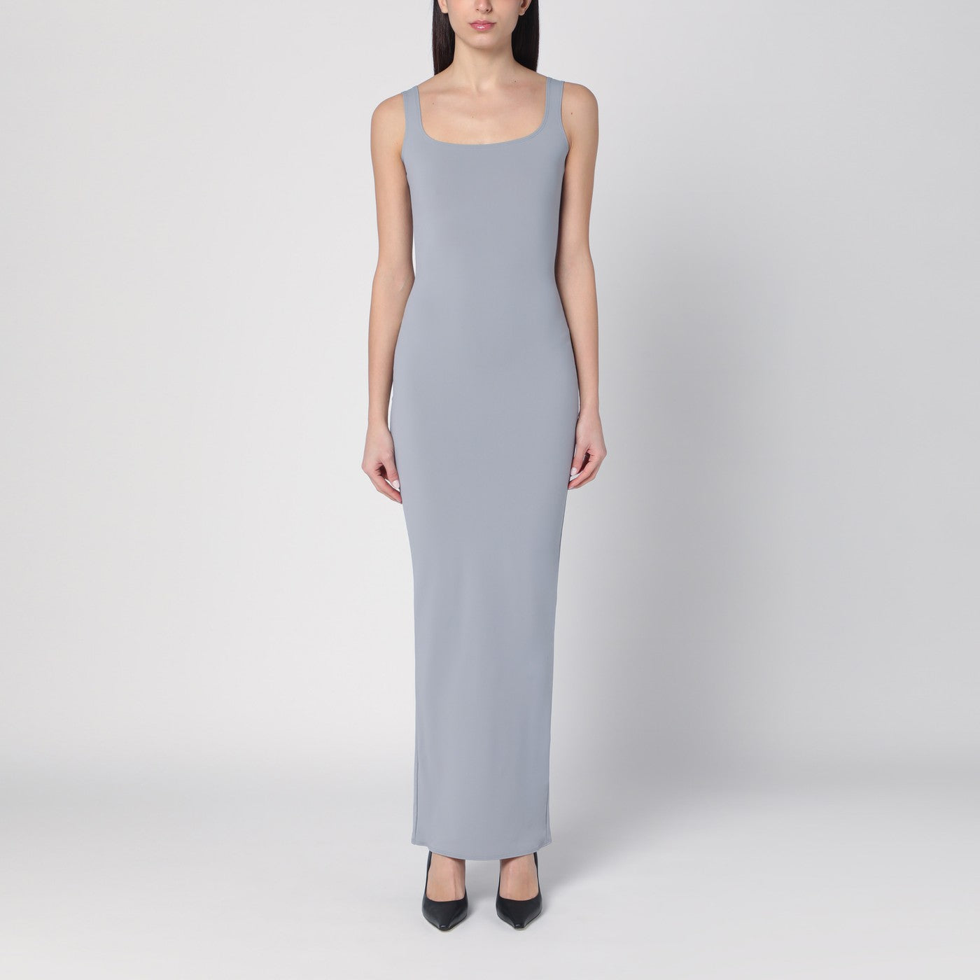 Long grey dress in nylon blend