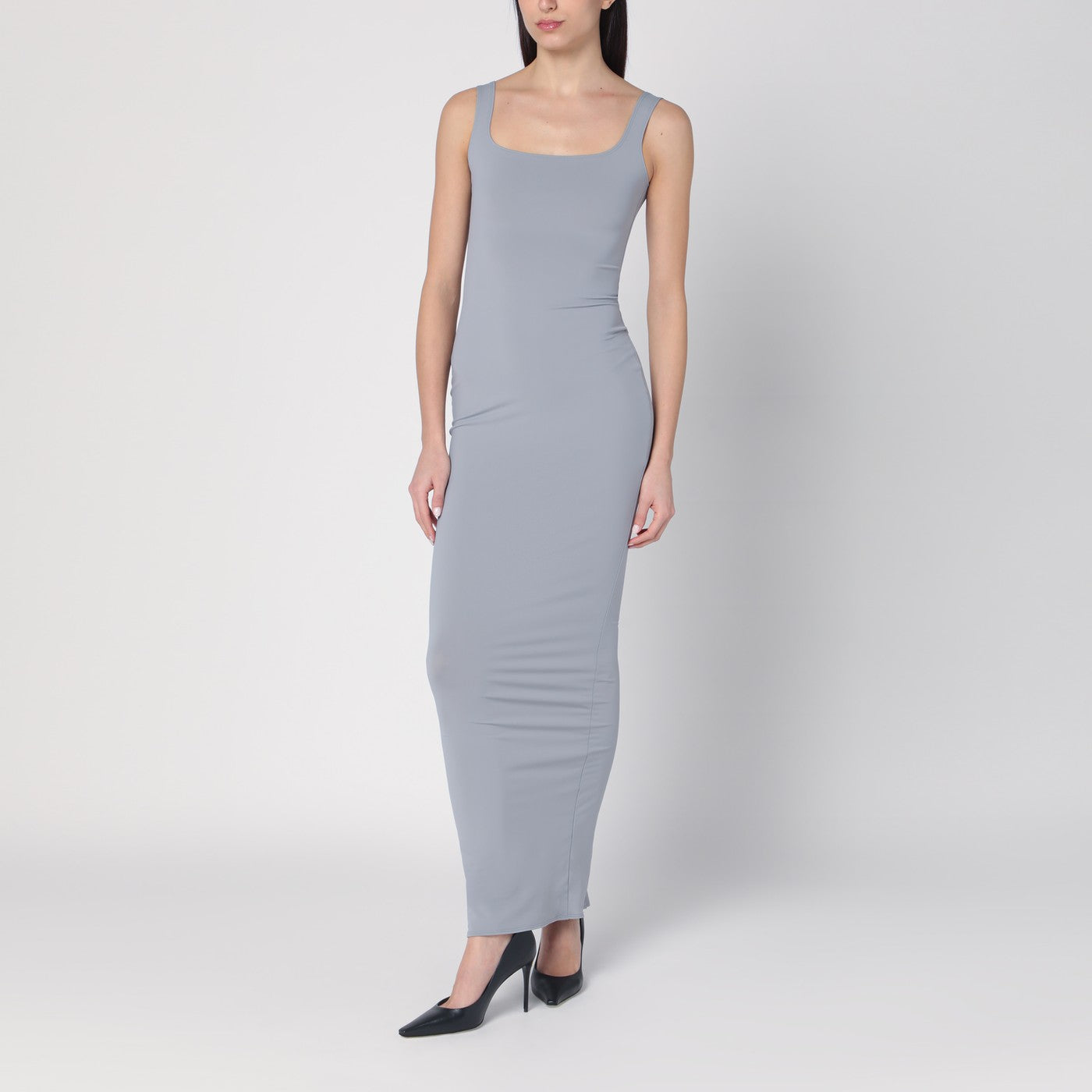 Long grey dress in nylon blend