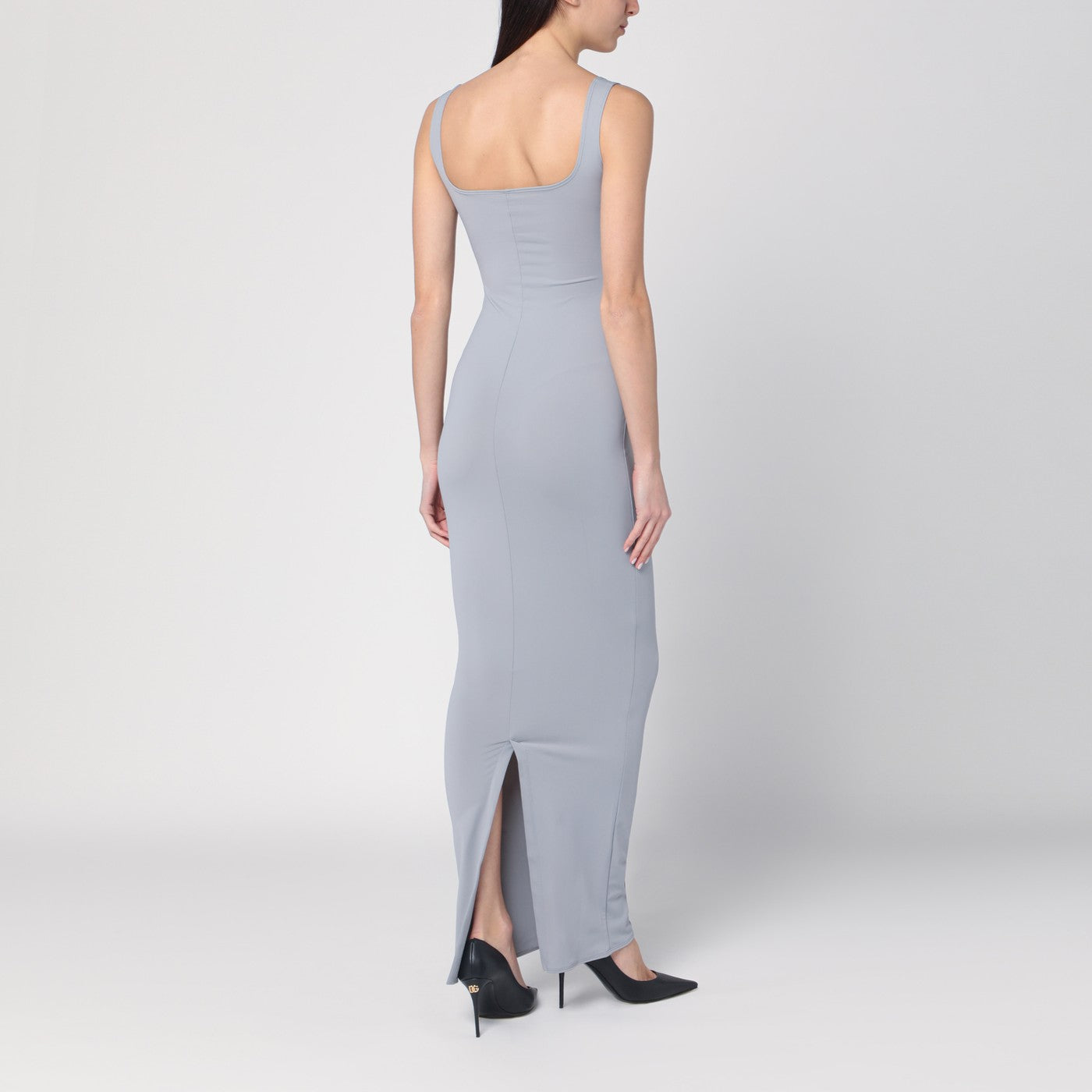 Long grey dress in nylon blend