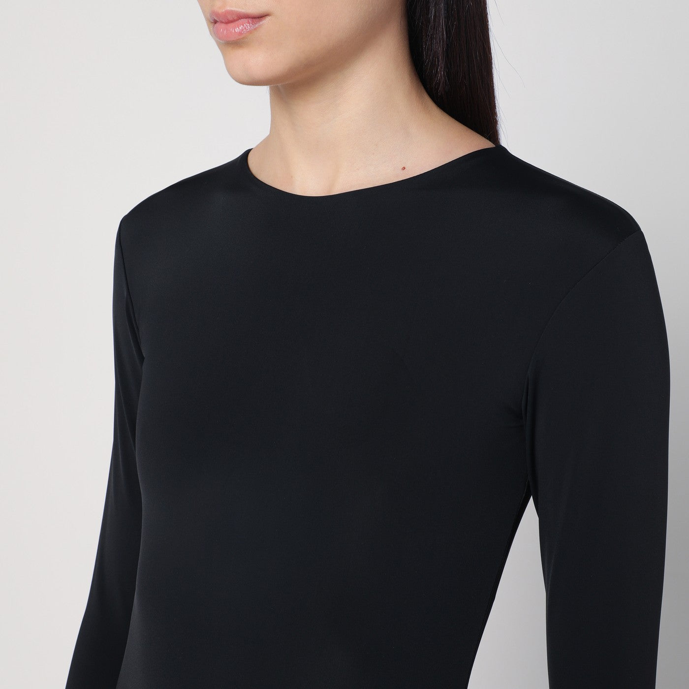 Black nylon-blend bodysuit