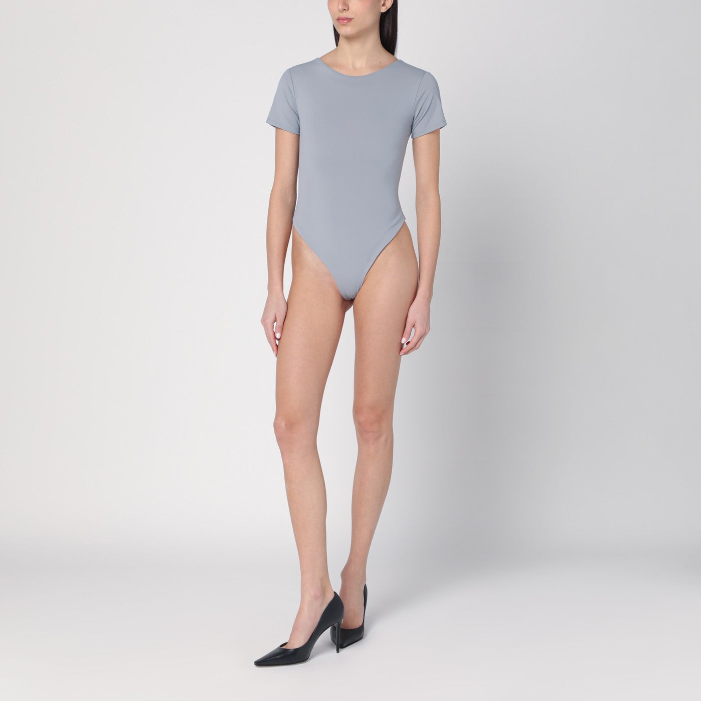 Grey nylon-blend bodysuit