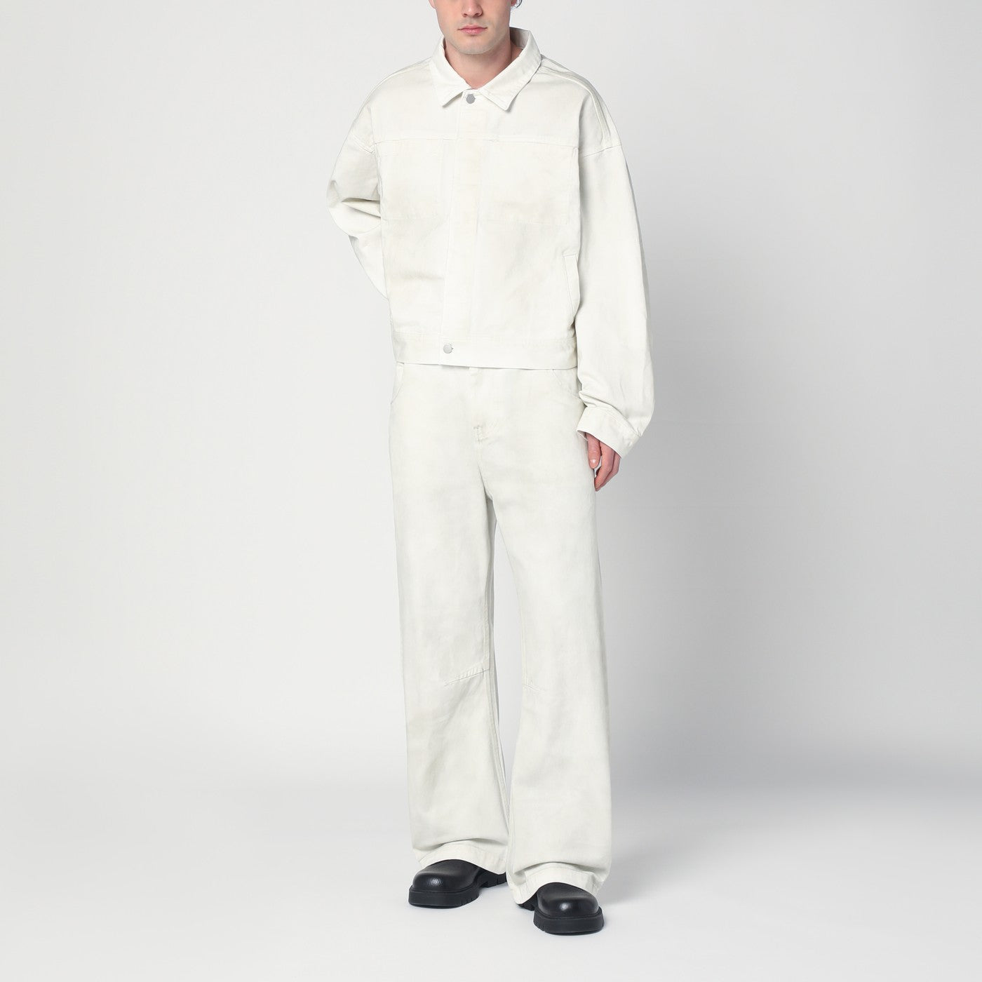 Elfenbeinfarbene Jeansjacke