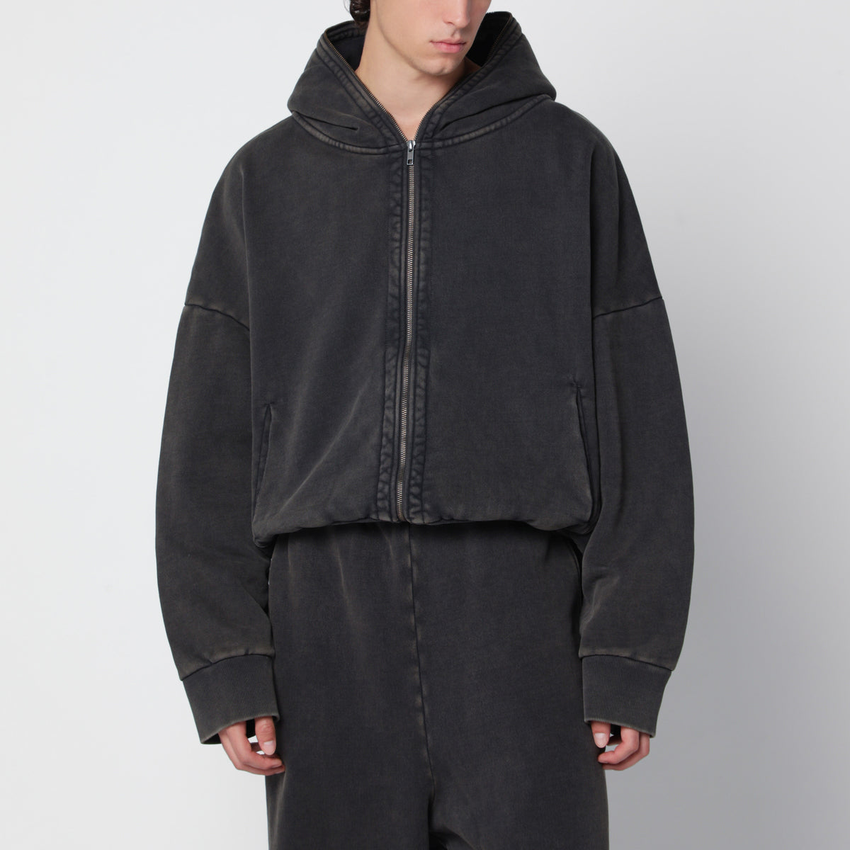 Eternal Zip hoodie in washed black