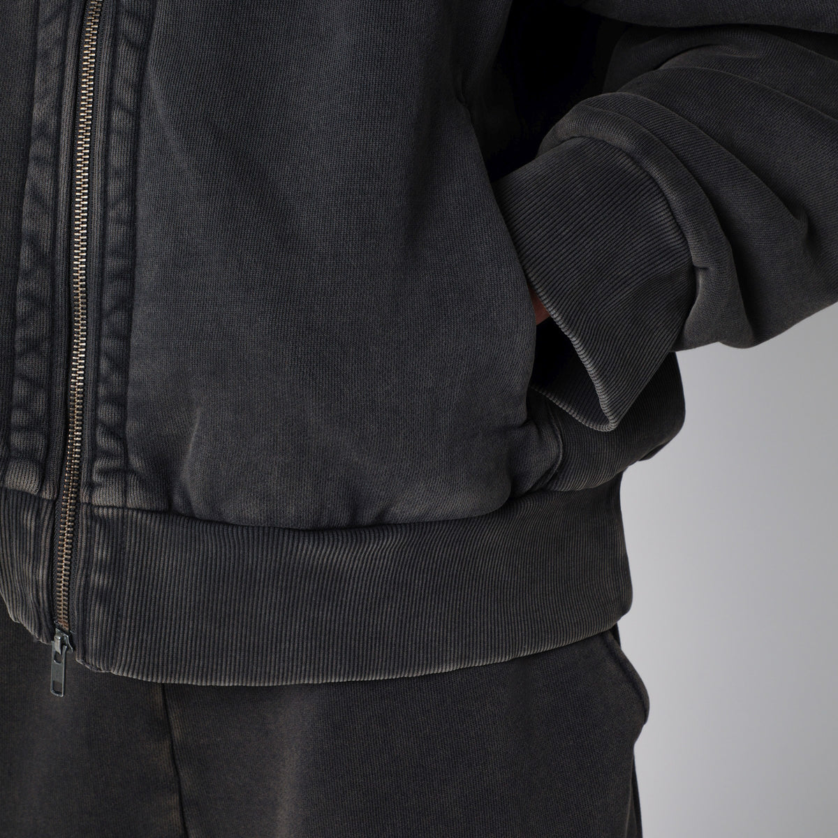 Eternal Zip hoodie in washed black