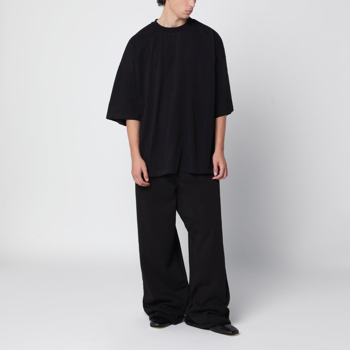 Heavy Boxy T-Shirt aus schwarzer Baumwolle