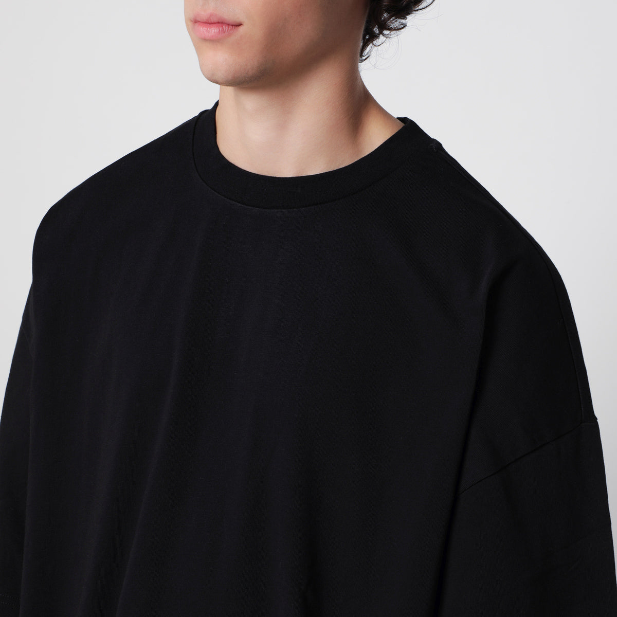 Heavy Boxy T-Shirt aus schwarzer Baumwolle